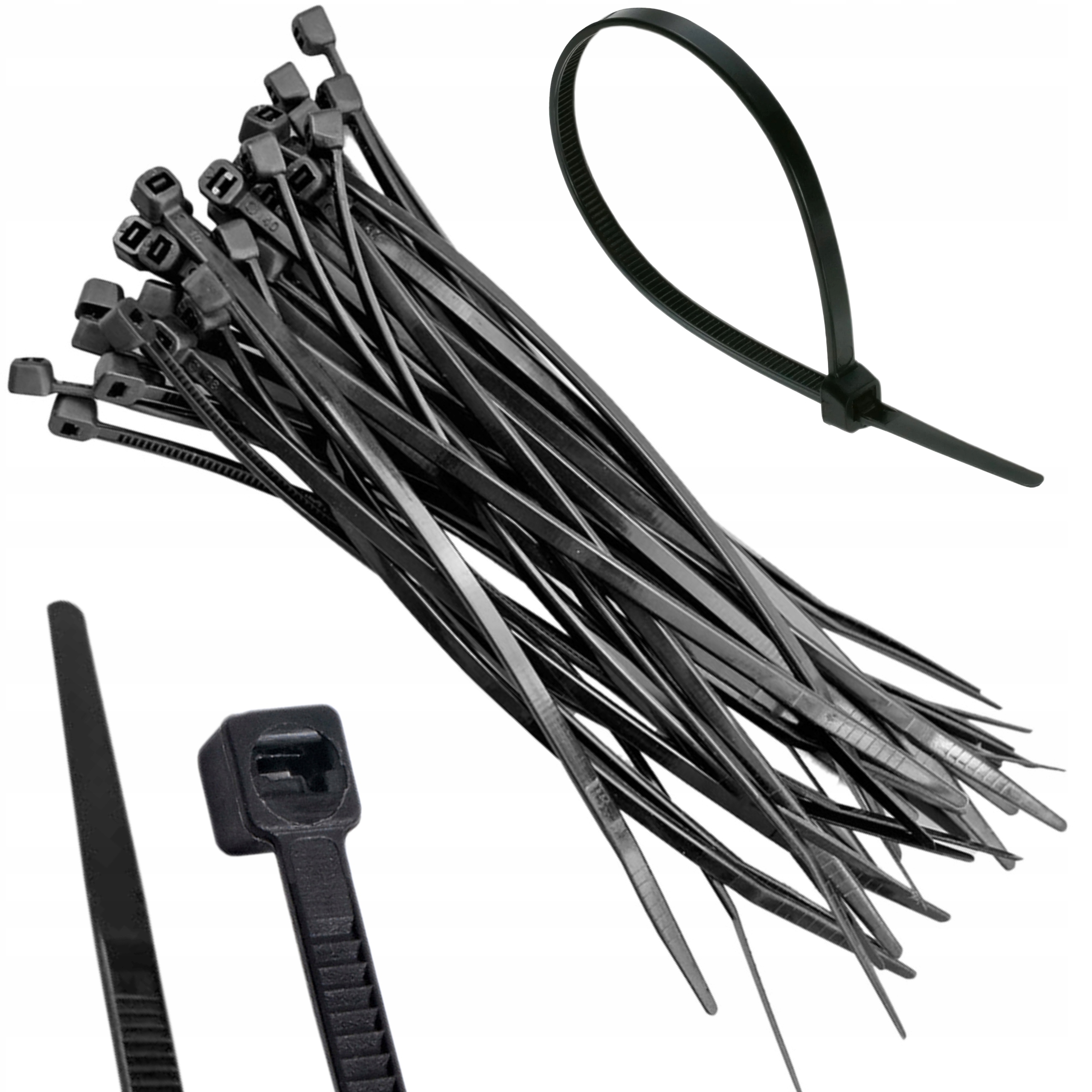 VOREL OPASKI ZACISKOWE PLASTIKOWE TRYTYTKI 300X3,6 100SZT. CZARNE 73895