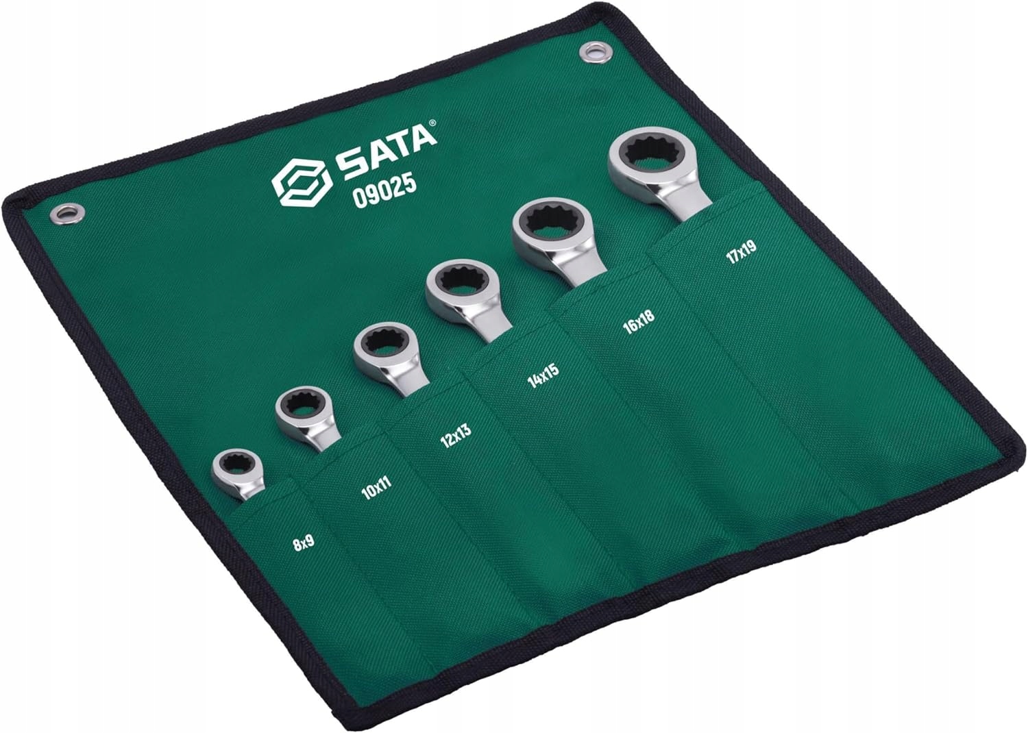 SATA ZESTAW 6 KLUCZY OCZKOWYCH DWUSTRONNYCH Z GRZECHOTKĄ ST09025SJ