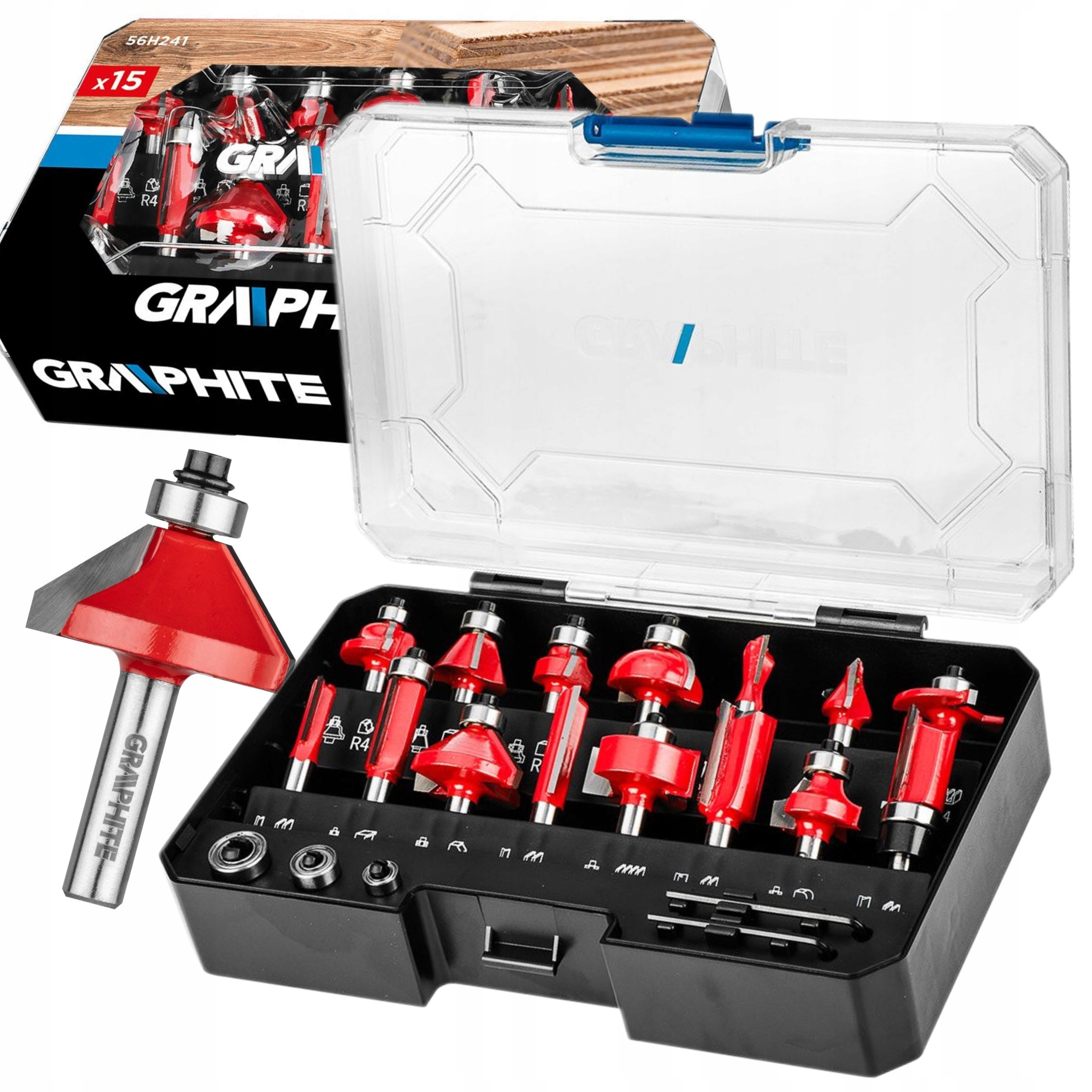 GRAPHITE FREZY WIDIOWE TRZPIEŃ 8 MM ZESTAW 15 SZT WALIZKA 56H241