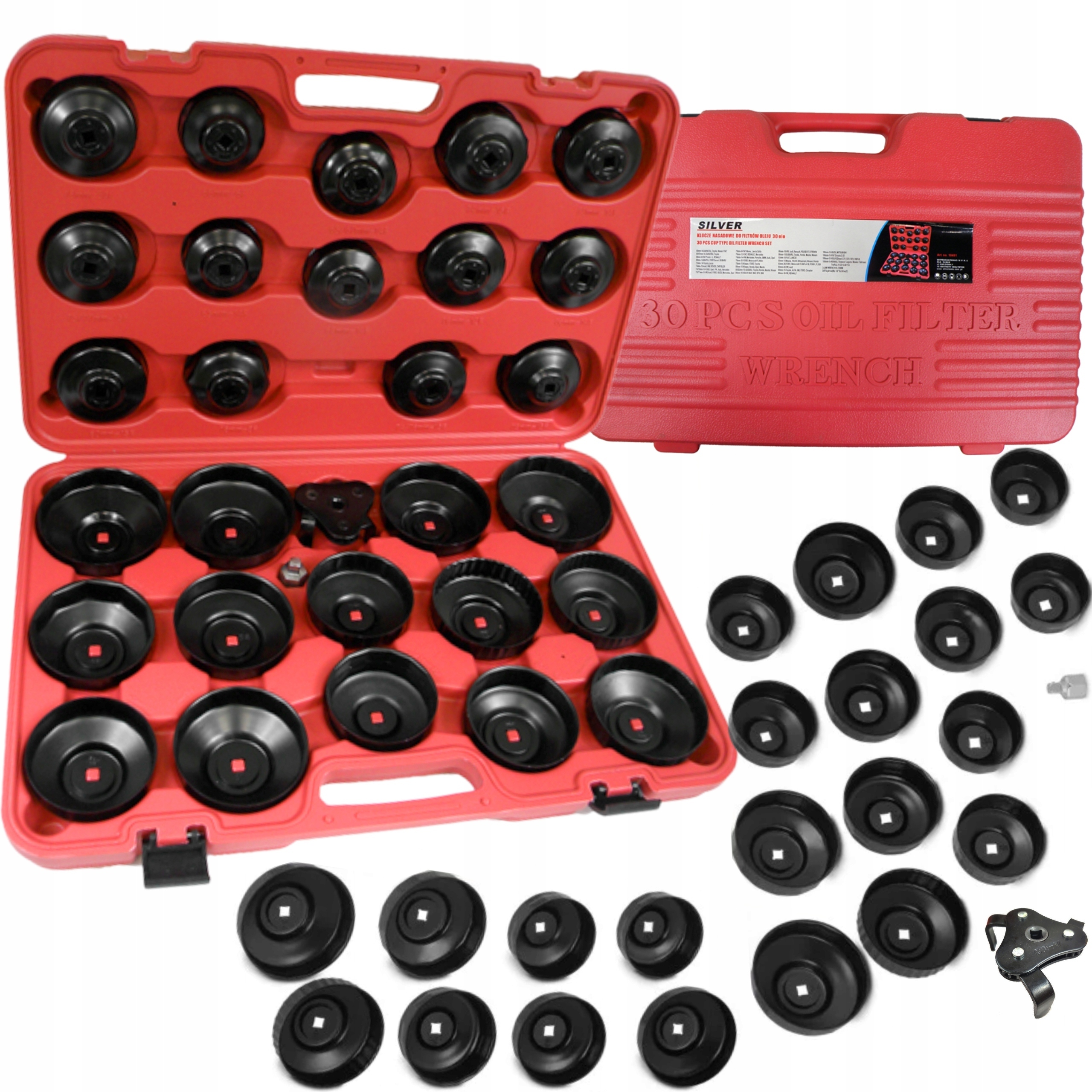 KLUCZE NASADOWE DO FILTRÓW OLEJU NASADKI ZESTAW 30 KLUCZ 65-120mm S10491