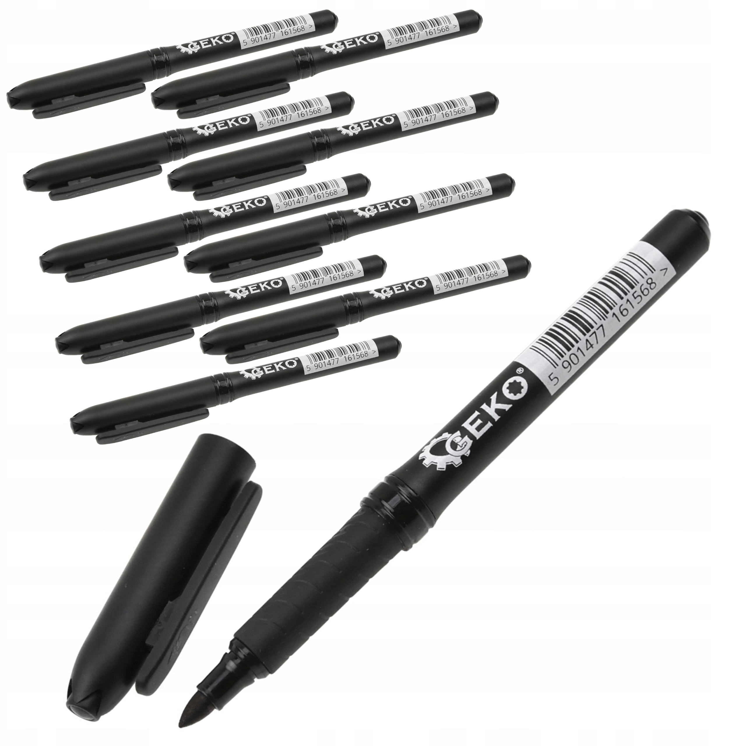 GEKO MARKER BUDOWLANY PERMANENTNY WODOODPORNY CZARNY ZESTAW 10 SZTUK