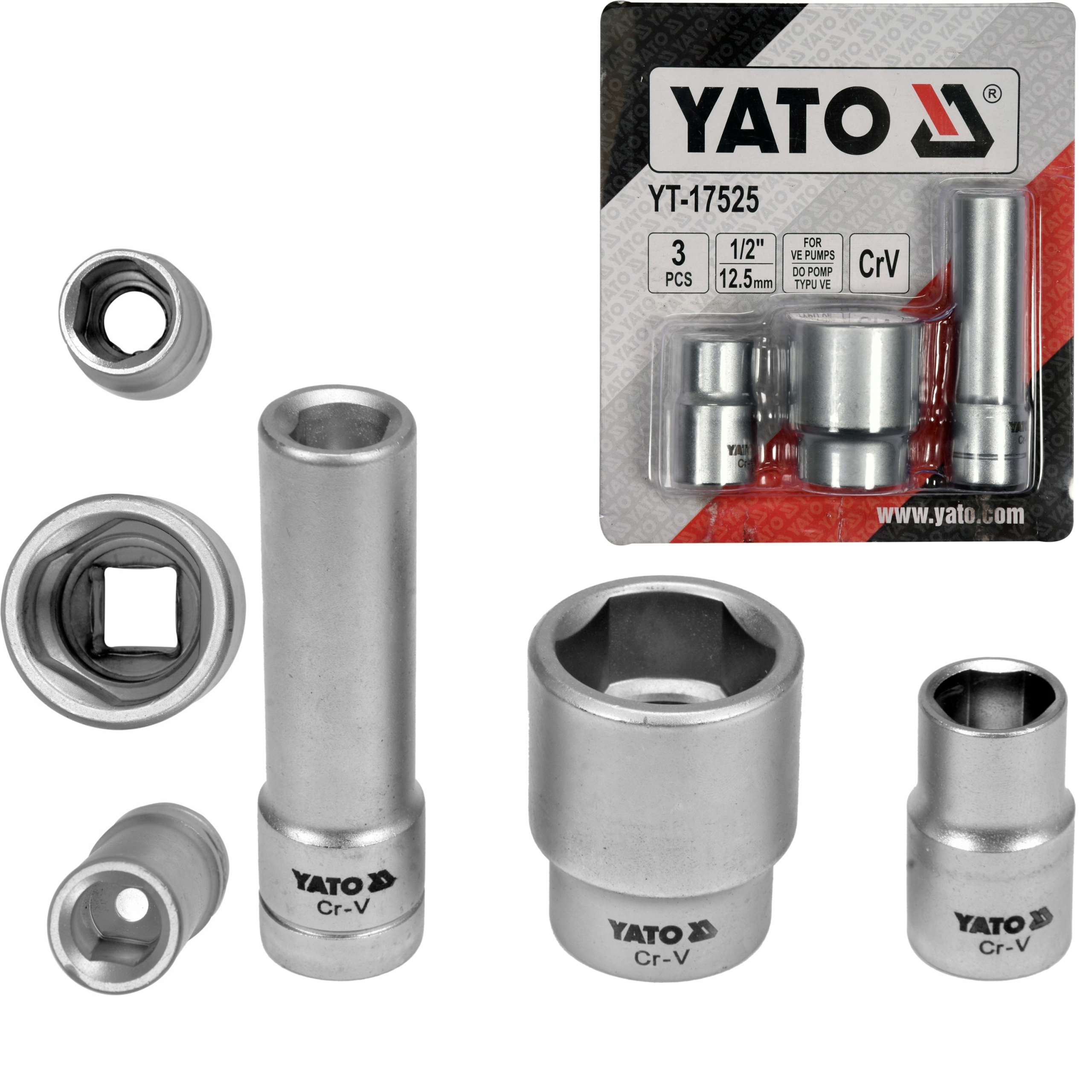 ZESTAW NASADEK -POMPY WTRYSKOWE 3SZT YT-17525 YATO