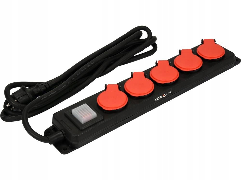 YATO LISTWA ZASILAJĄCA WARSZTATOWA IP44 3 METRY 5 GNIAZD WYŁĄCZNIK 3x1,5mm