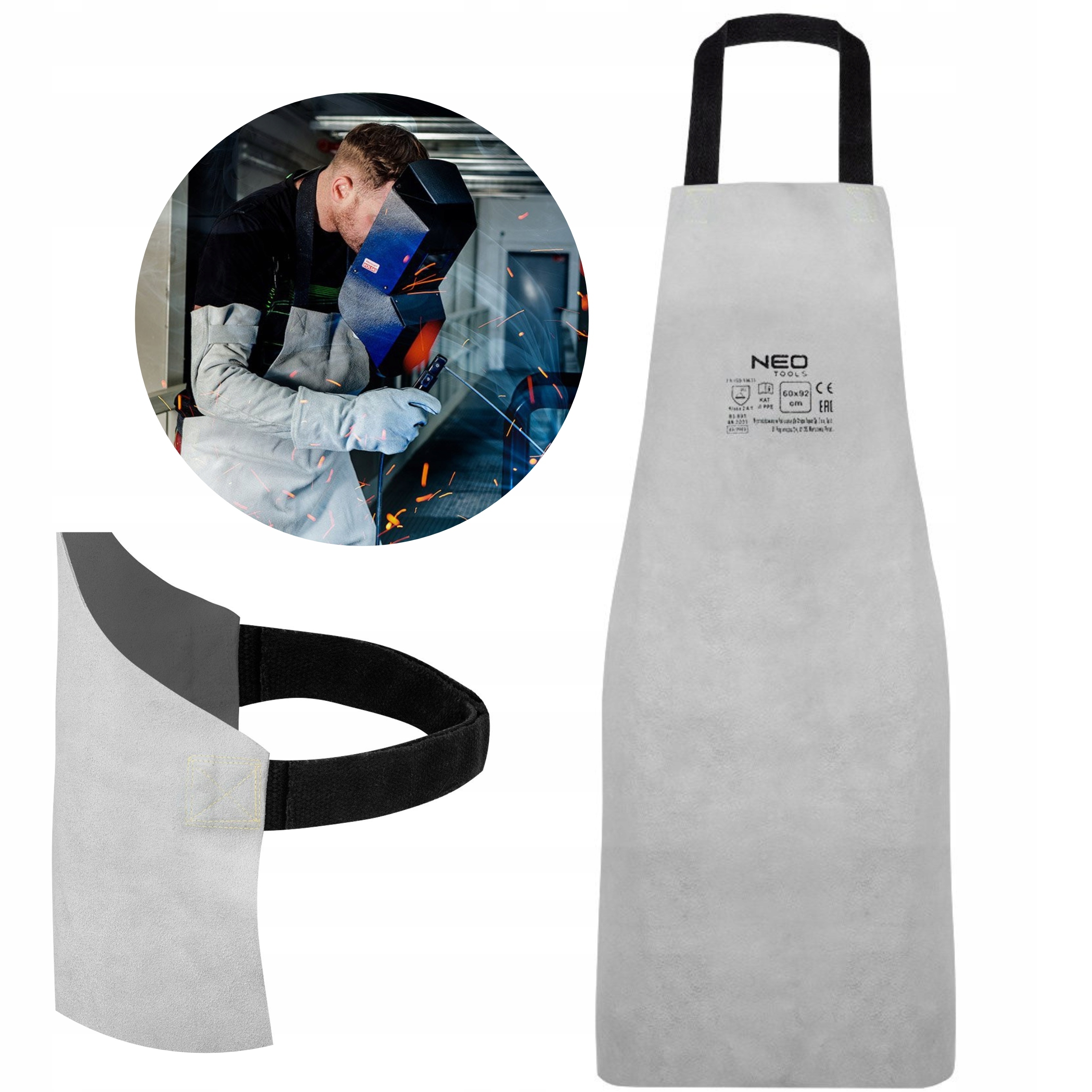 NEO TOOLS FARTUCH OCHRONNY SPAWALNICZY TRUDNOPALNY SKÓRZANY 60x90CM 81-891