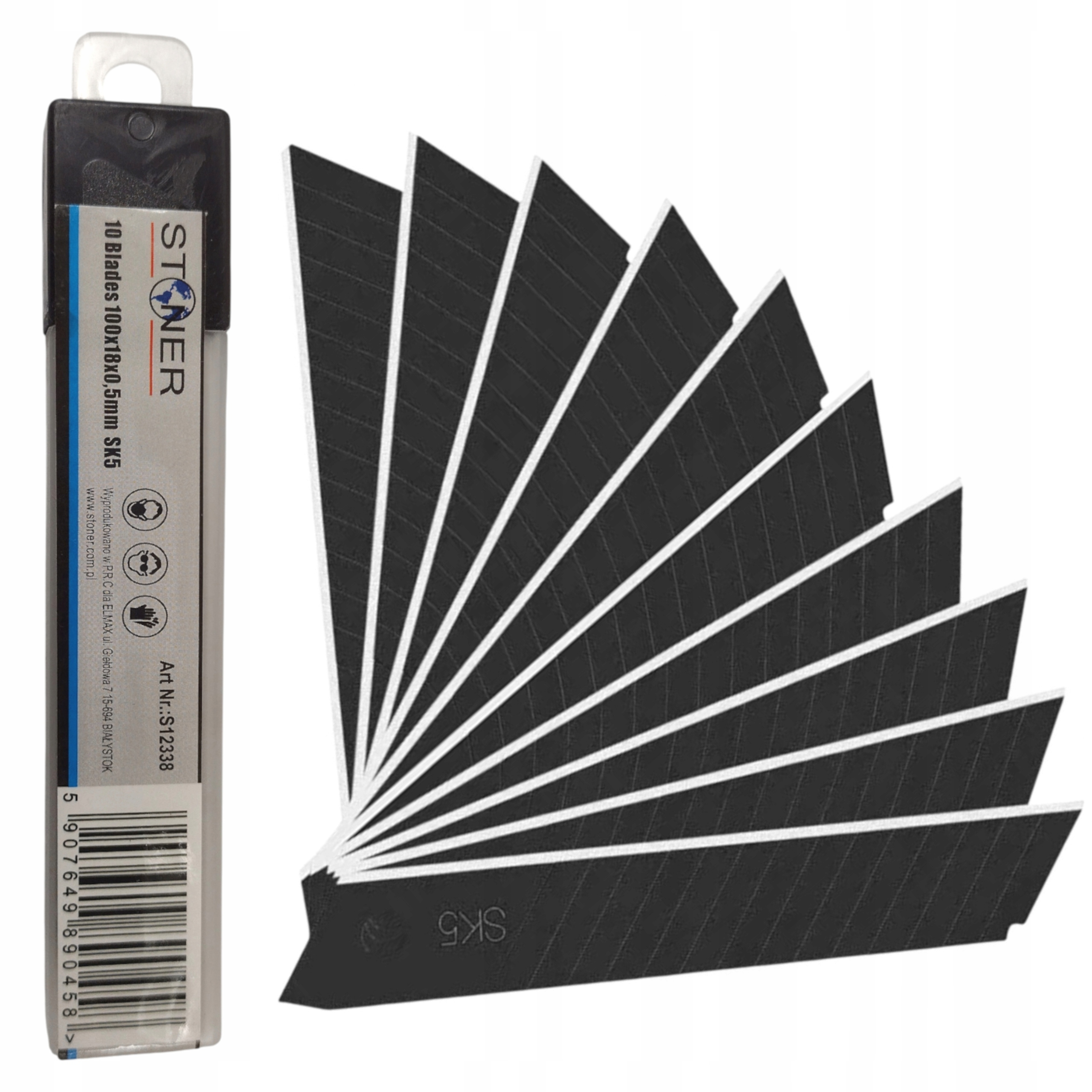 OSTRZA ŁAMANE WYMIENNE DO NOŻA DO TAPET 18 x 0,5 mm CZARNE SK5 – 10 SZT