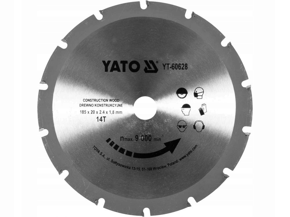 YATO TARCZA WIDIOWA DO DREWNA Z GWOŹDZIAMI 185MM WĘGLIK WOLFRAMU YT-60628