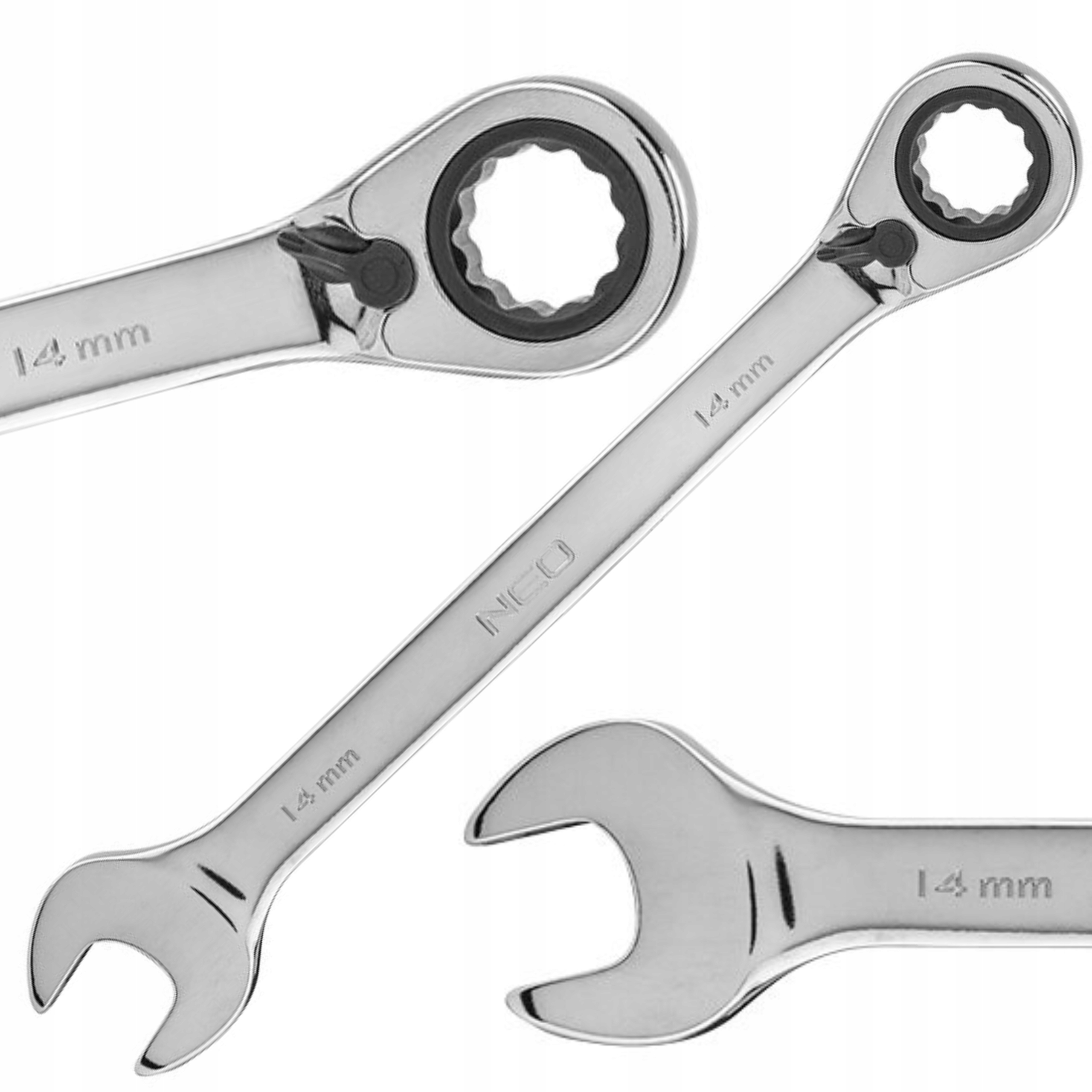 NEO TOOLS KLUCZ PŁASKO-OCZKOWY Z GRZECHOTKĄ I PRZEŁĄCZNIKIEM 14 MM 09-326