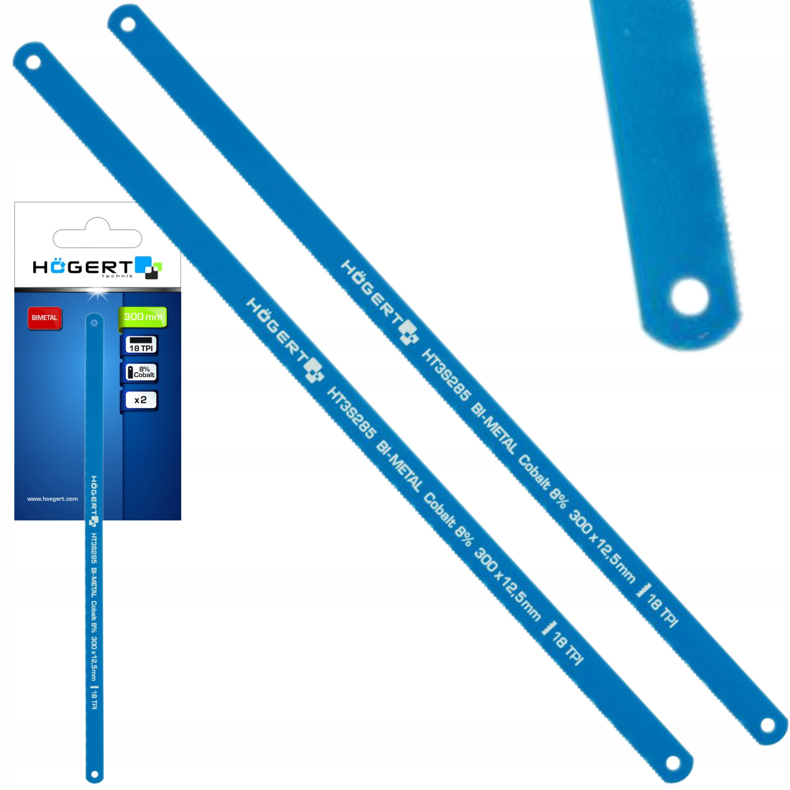 HOGERT ZESTAW 2el BRZESZCZOTY DO METALU 300 MM 18TPI HSS BI-METAL COBALT 8%