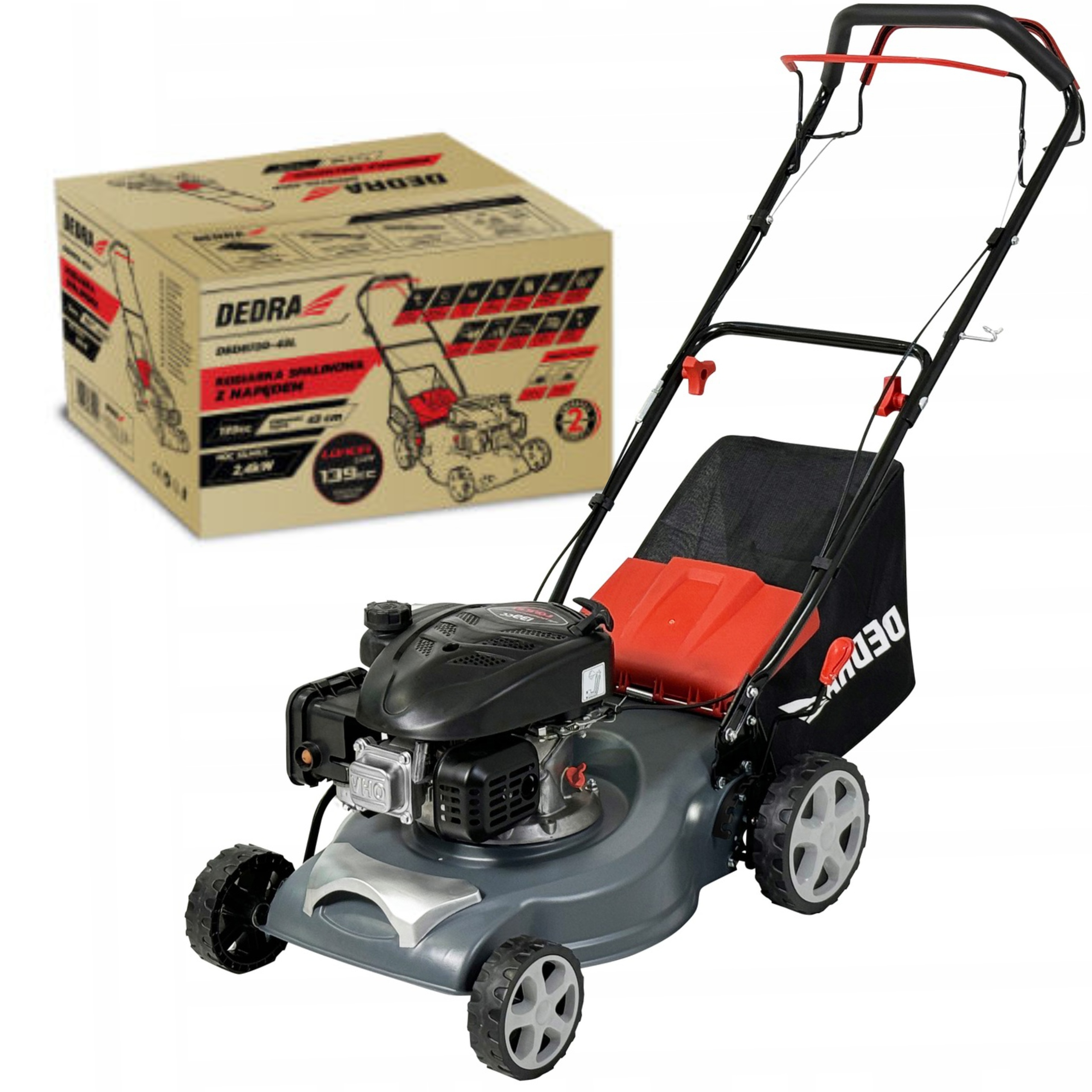 DEDRA KOSIARKA SPALINOWA NAPĘD 43CM LONCIN 139 CM3 2,4KW MULCZOWANIE 40L
