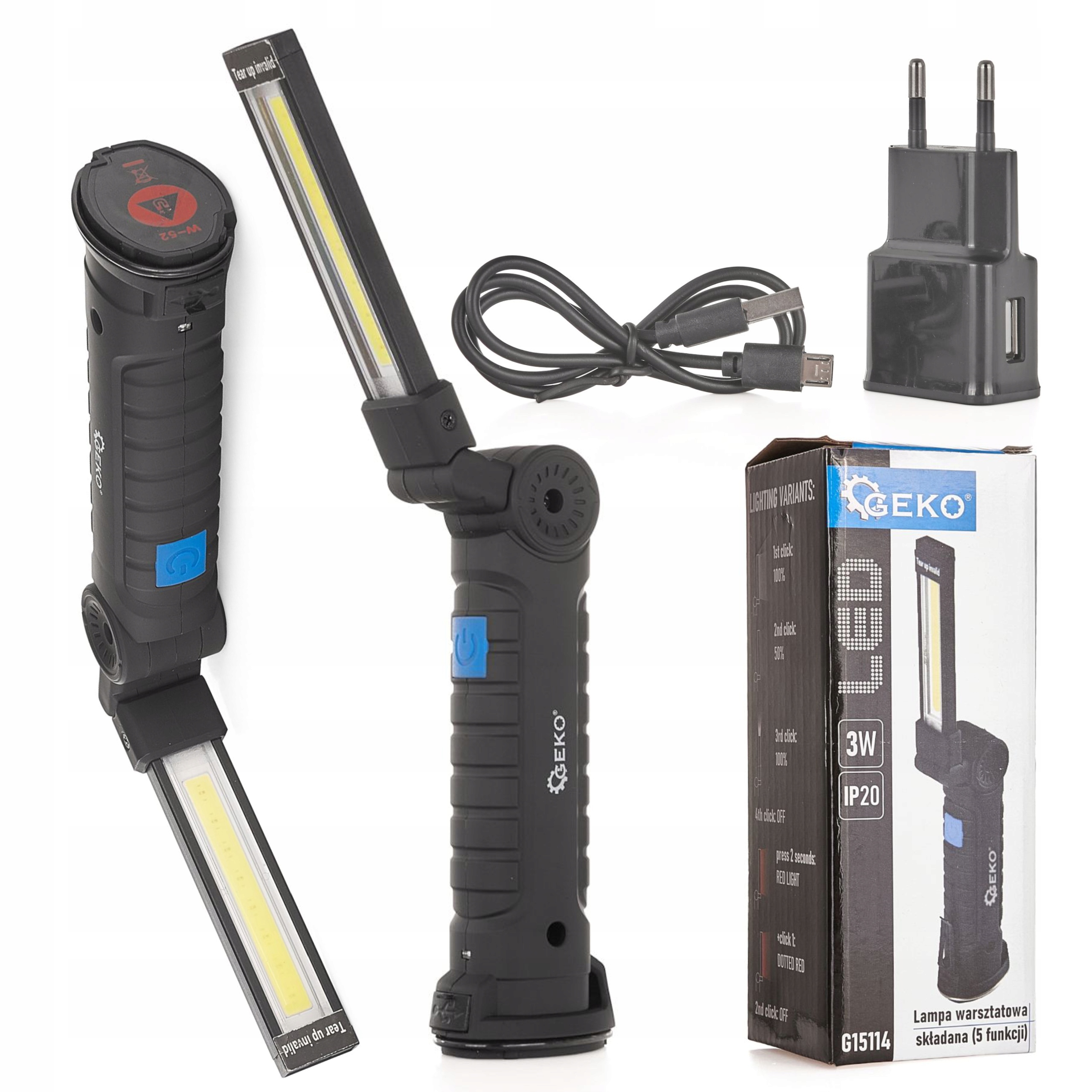 GEKO LAMPA WARSZTATOWA LED COB 1200MAH SKŁADANA 5F