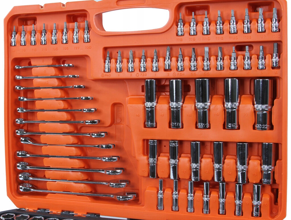 BJC ZESTAW KOMPLET KLUCZY NASADOWYCH 216 elem 3 GRZECHOTKI WALIZKA B58229