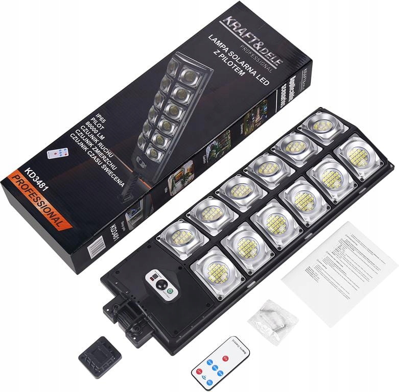 KRAFT&DELE LAMPA SOLARNA LED 1700W 80000lm IP65 Z PILOTEM ULICZNA KD3481