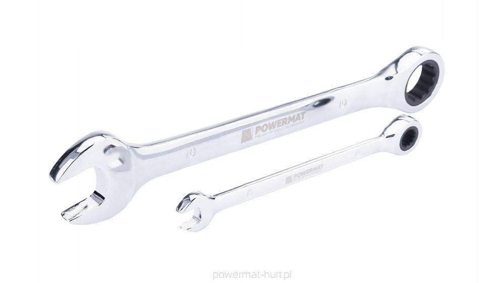 KLUCZE PŁASKO OCZKOWE Z GRZECHOTKĄ 8-19mm 12 SZTUK + PŁACHTA PM-KPLO-12T