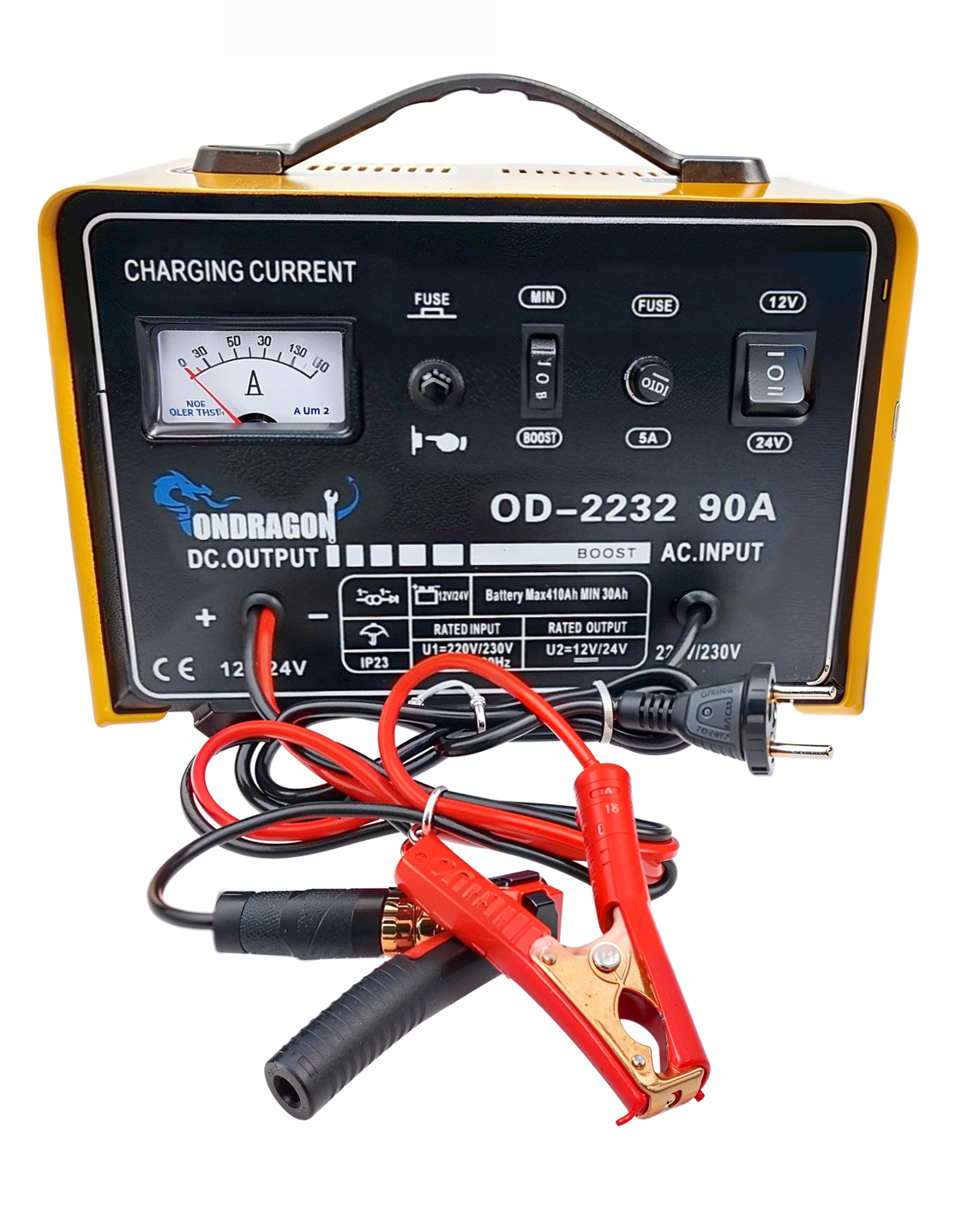 PROSTOWNIK SAMOCHODOWY Z ROZRUCHEM DO ŁADOWANIA MOCNY 90A ROZRUCH 12/24V