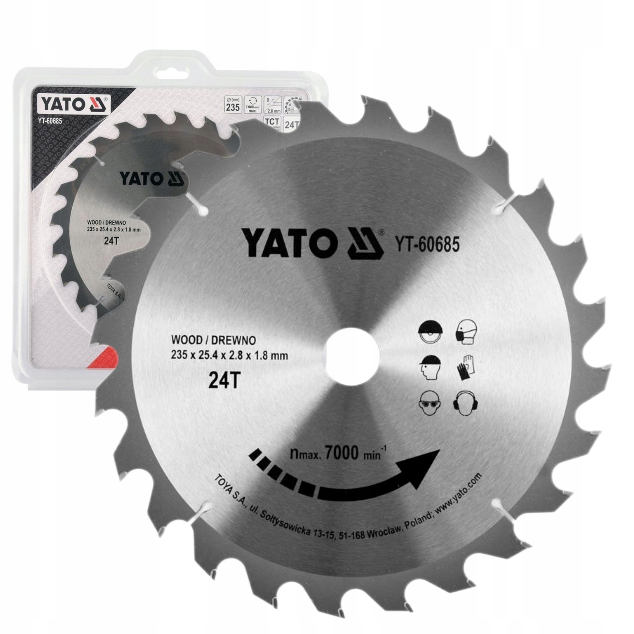 YATO TARCZA WIDIOWA DO DREWNA 235 X 25.4 MM 24T WĘGLIK WOLFRAMU YT-60685