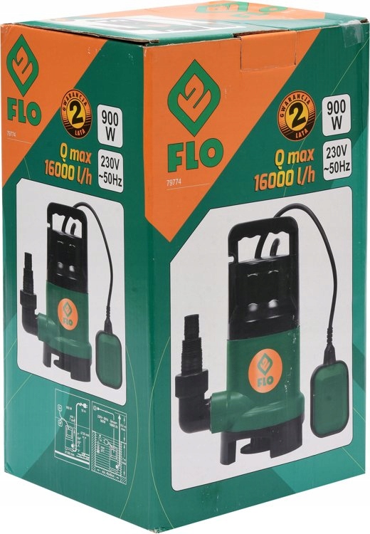 POMPA ZANURZENIOWA DO WODY BRUDNEJ CZYSTEJ 900W z PŁYWAKIEM Flo 79774