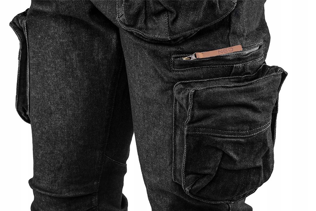 NEO SPODNIE ROBOCZE DŁUGIE JEANS DENIM CZARNE M 5 KIESZENI 81-233-M