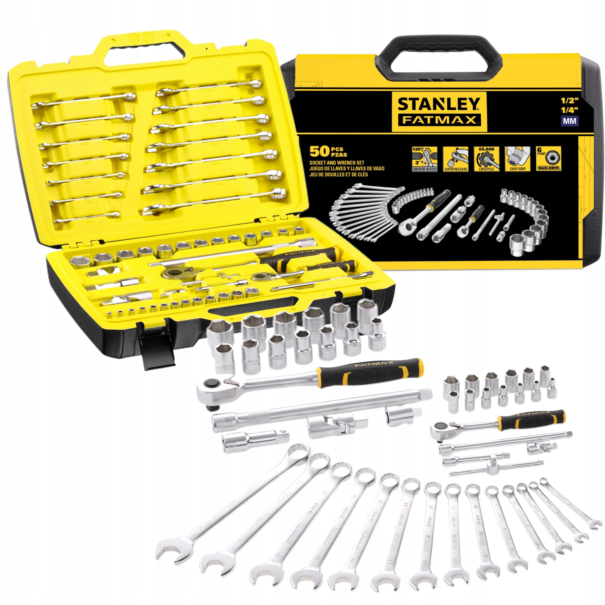 STANLEY ZESTAW KLUCZY NASADOWYCH 1/4'' 1/2'' 50EL