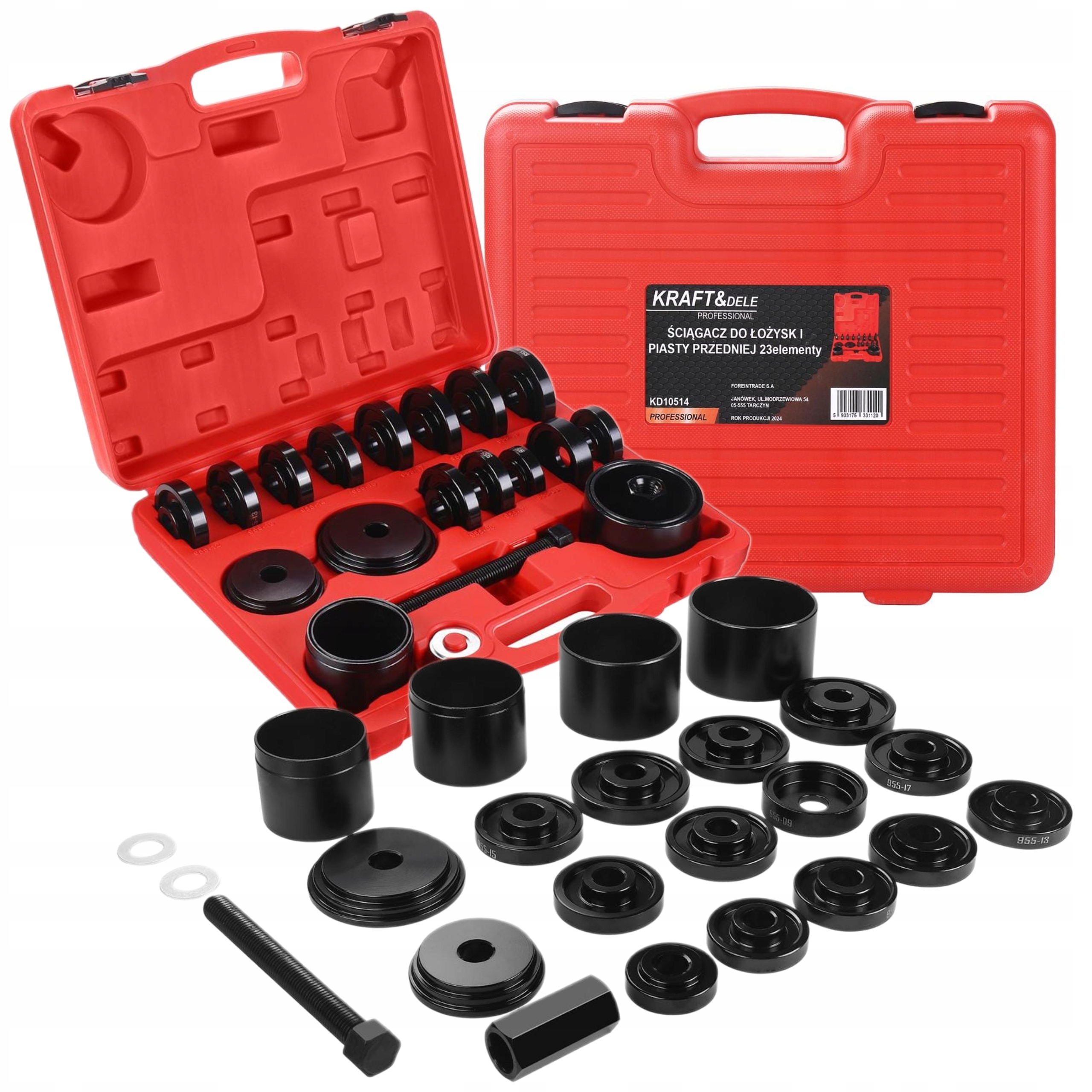 ŚCIĄGACZ PRASA DO ŁOŻYSK I PIASTY PRZEDNIEJ PIAST TULEI ZESTAW 23EL 56-84mm