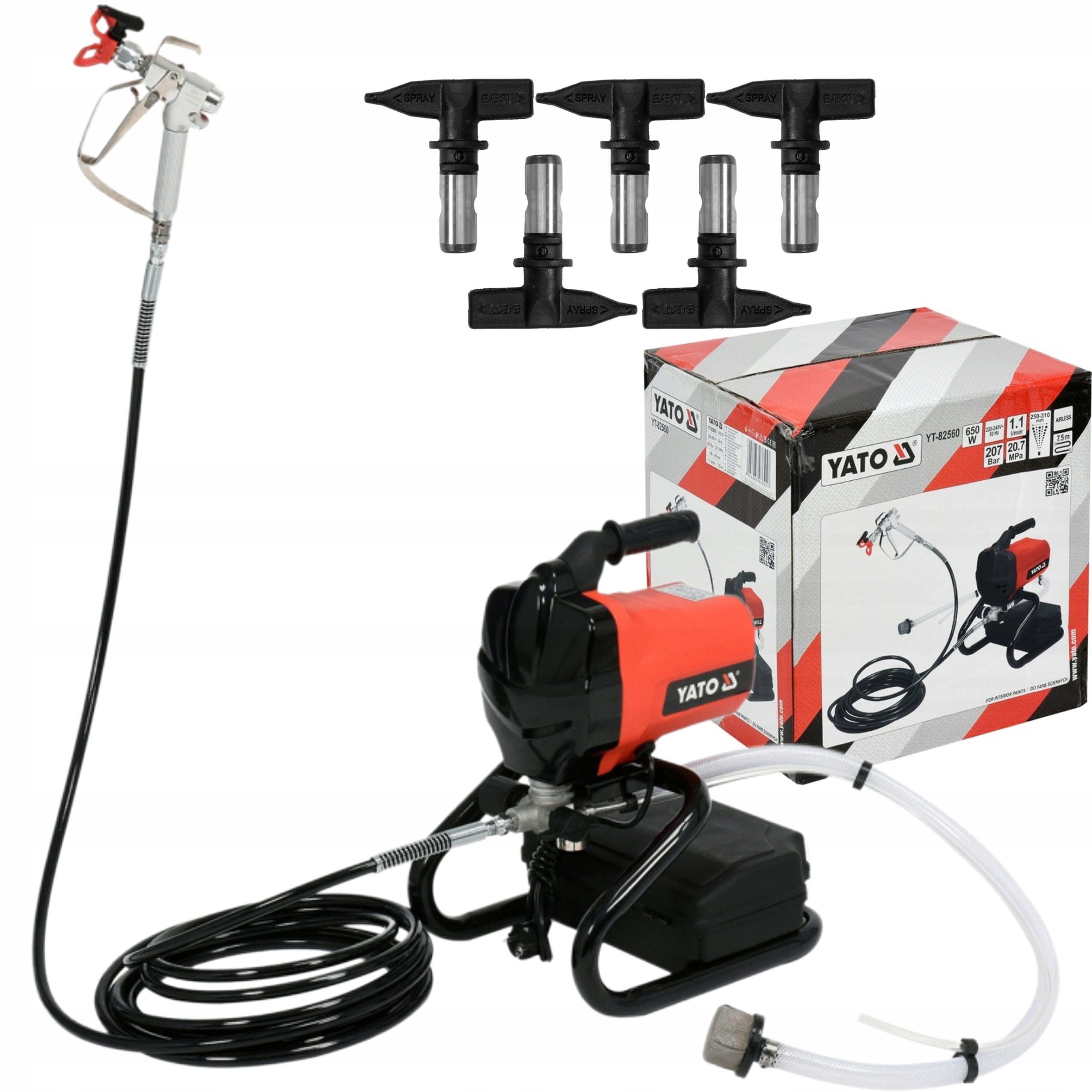 YATO HYDRODYNAMICZNY AGREGAT MALARSKI MALOWANIA 650W WĄŻ 7,5M +ZESTAW DYSZ