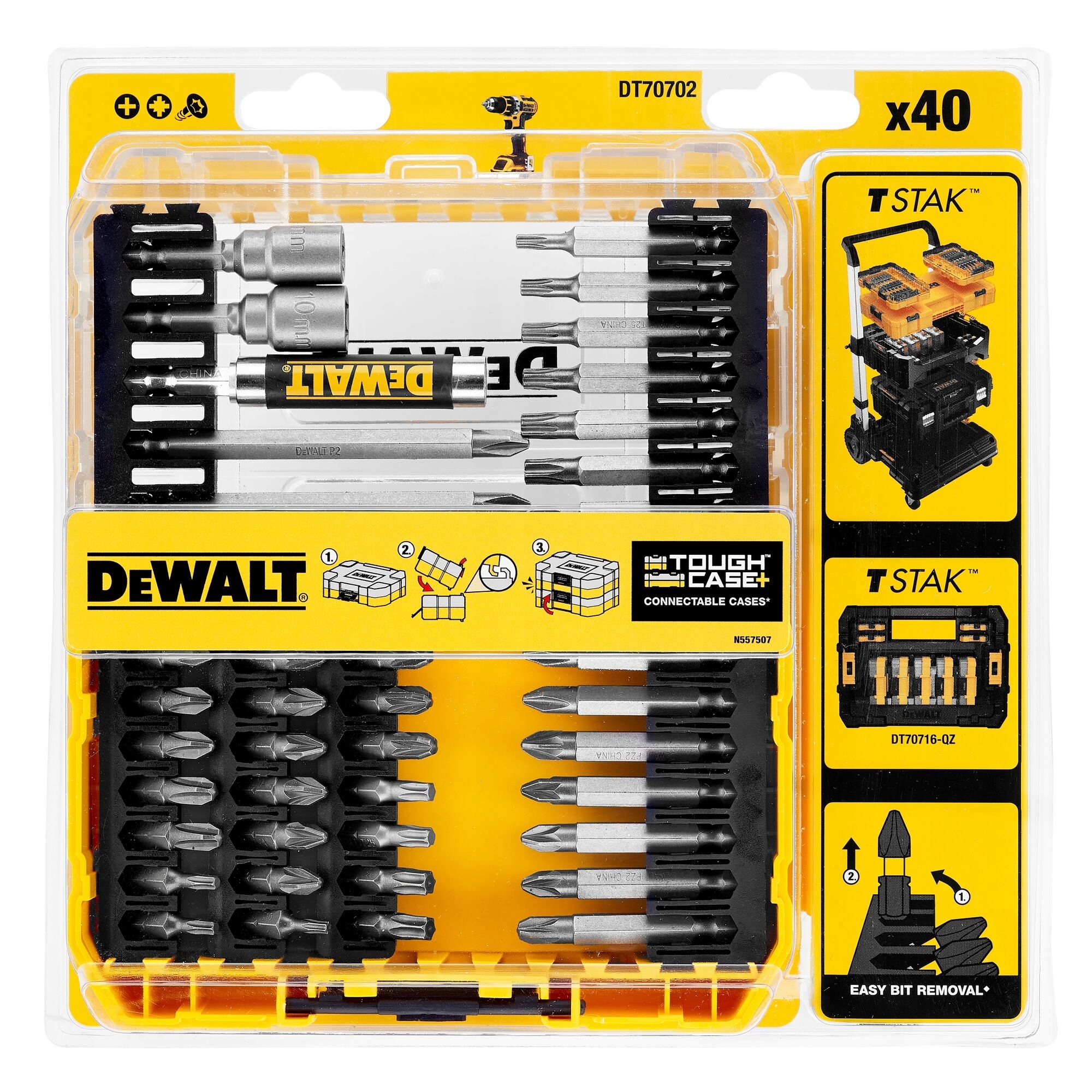 DEWALT ZESTAW BITÓW KOŃCÓWEK DO WKRĘCANIA PHILIPS POZIDRIV TORX DT70702