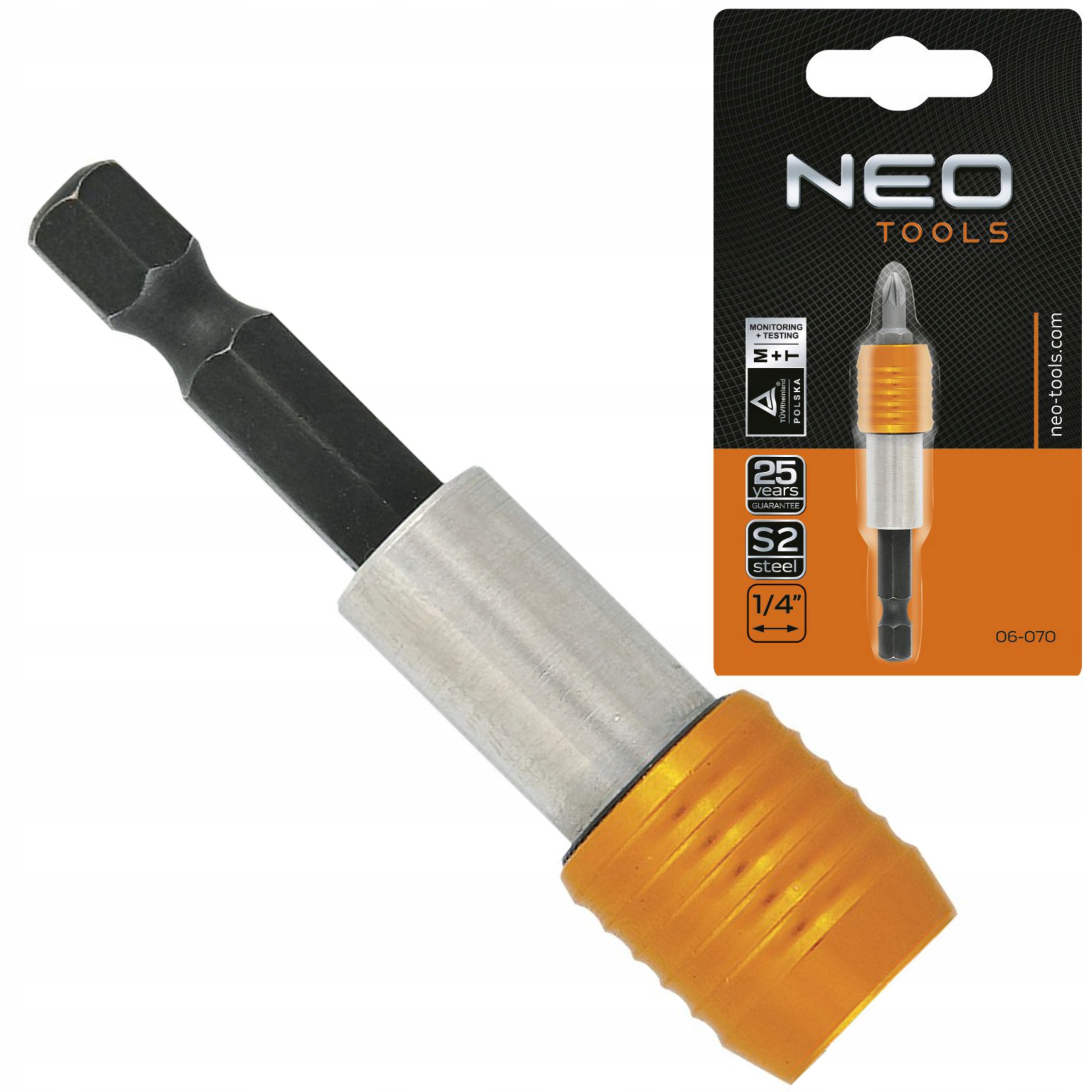 NEO TOOLS UCHWYT DO KOŃCÓWEK MAGNETYCZNYCH 65MM KWADRAT NAPĘDOWY 1/4 06-070