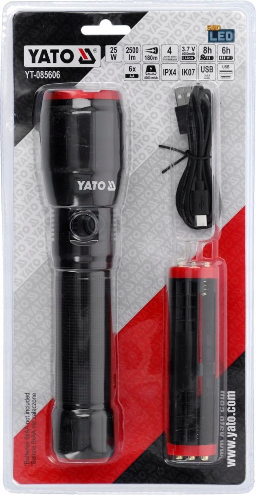 YATO LATARKA AKUMULATOROWA 5Ah COB LED 25W 2500LM 4 TRYBY PRACY YT-085606