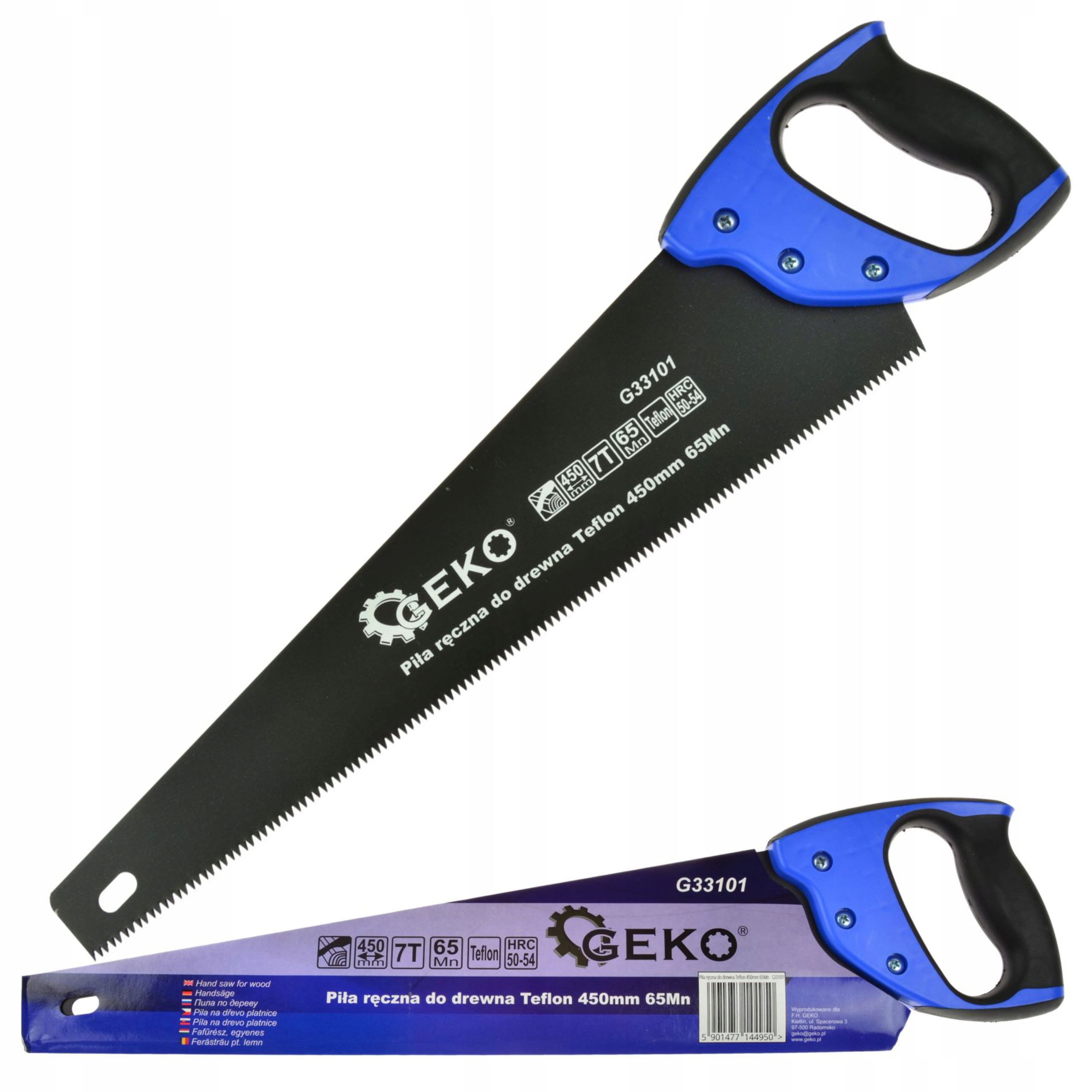 GEKO PIŁA RĘCZNA DO DREWNA 450MM 65MN HARTOWANA TEFLON 50-54 HCR G33101