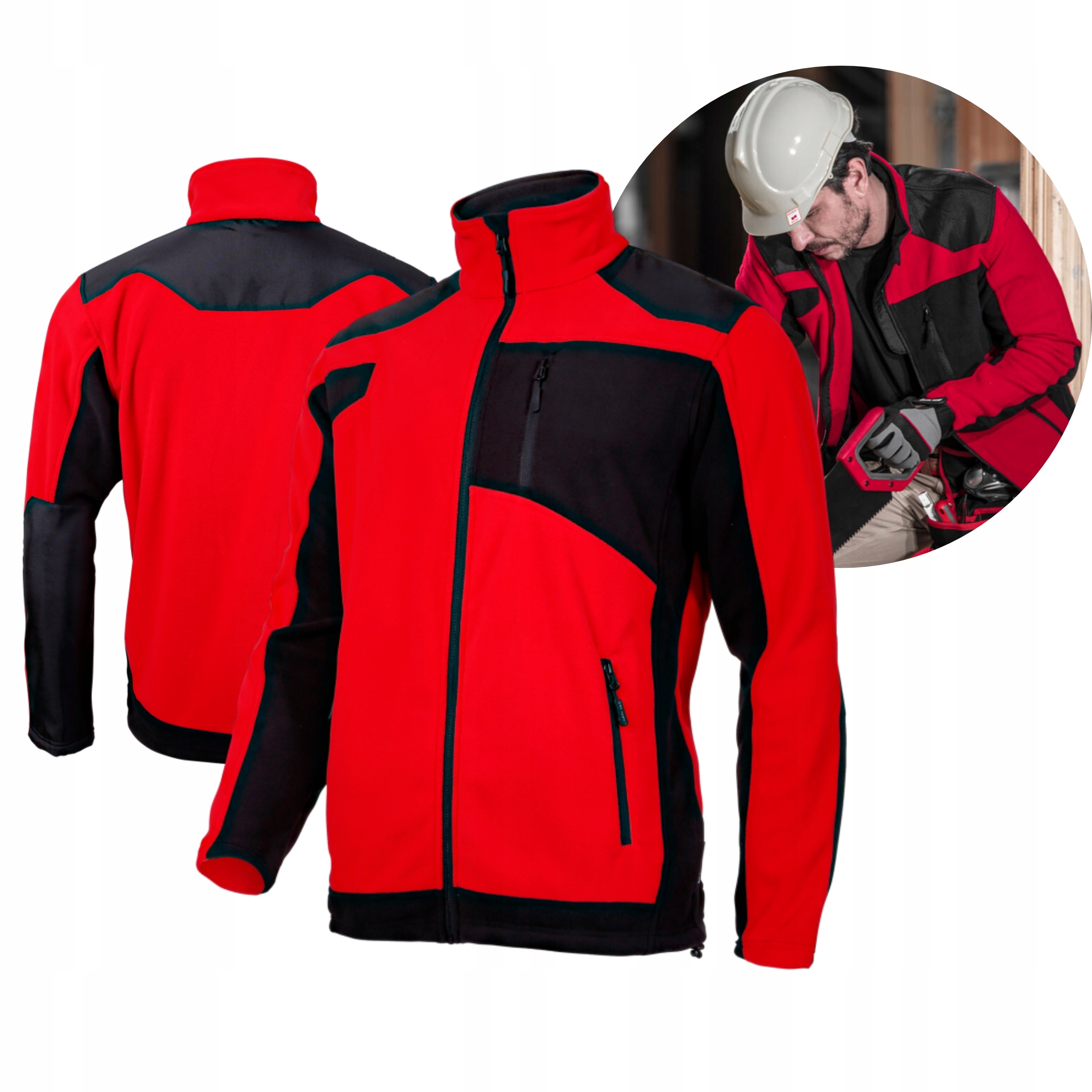 BLUZA ROBOCZA WZMOCNIONA POLAR CZERWONY CIEPŁY 290G/M2 LAHTI PR 4011502 M