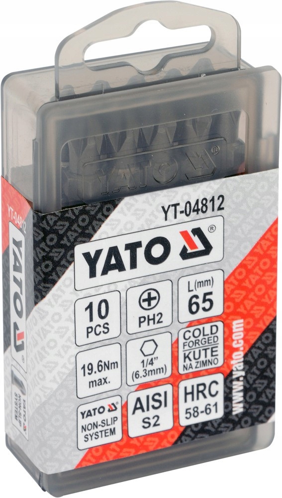 YATO GROTY PRECYZYJNE KOŃCÓWKI OBUSTRONNE DO WKRĘTARKI PH2X65 10SZT Y-04812