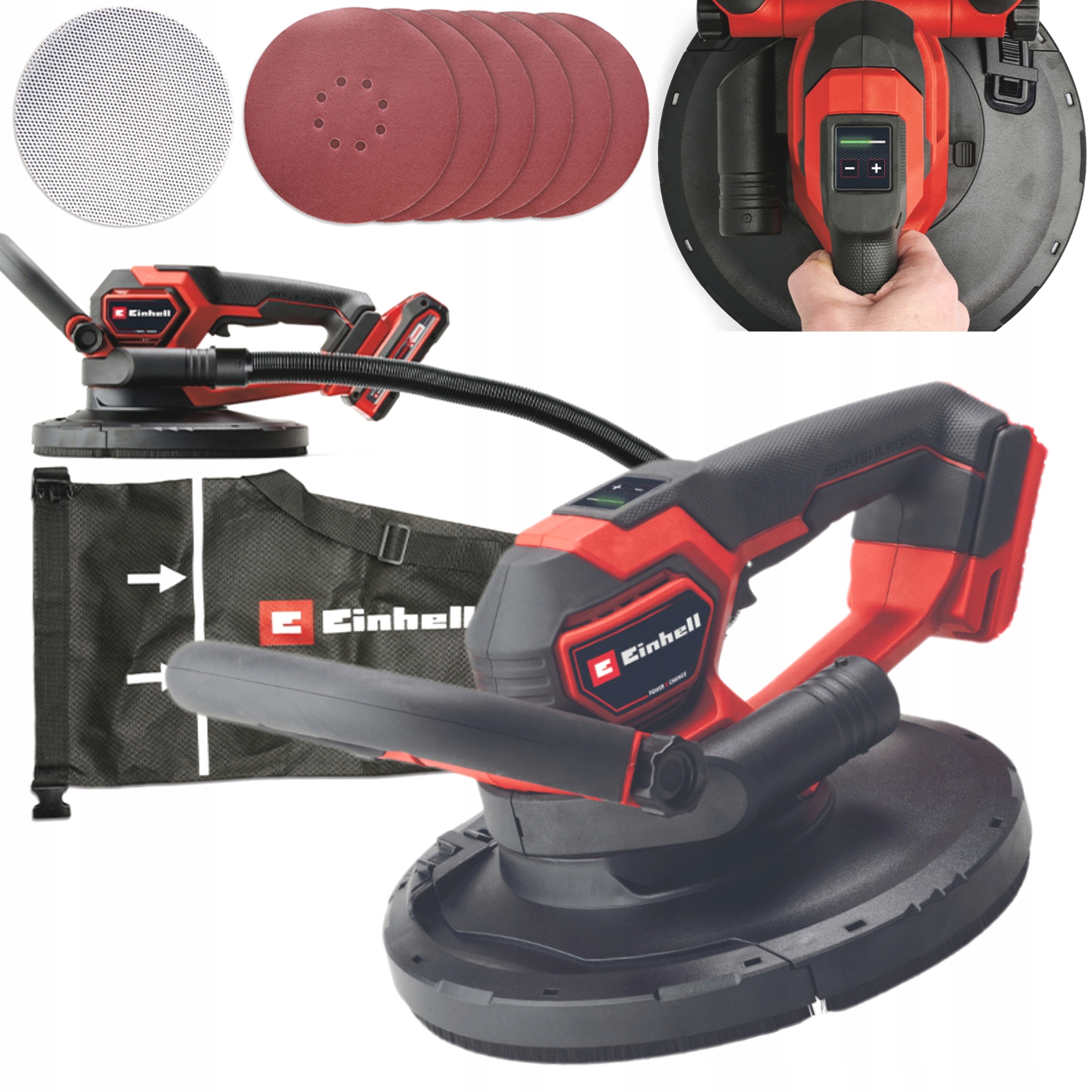 EINHELL SZLIFIERKA AKUM DO GIPSU BEZSZCZOTKOWA 18V+WOREK TP-DWS 18/225 SOLO
