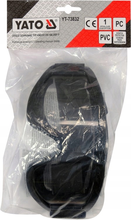YATO GOGLE OKULARY OCHRONNE ROBOCZE BHP PANORAMICZNE CZARNA RAMKA YT-73832