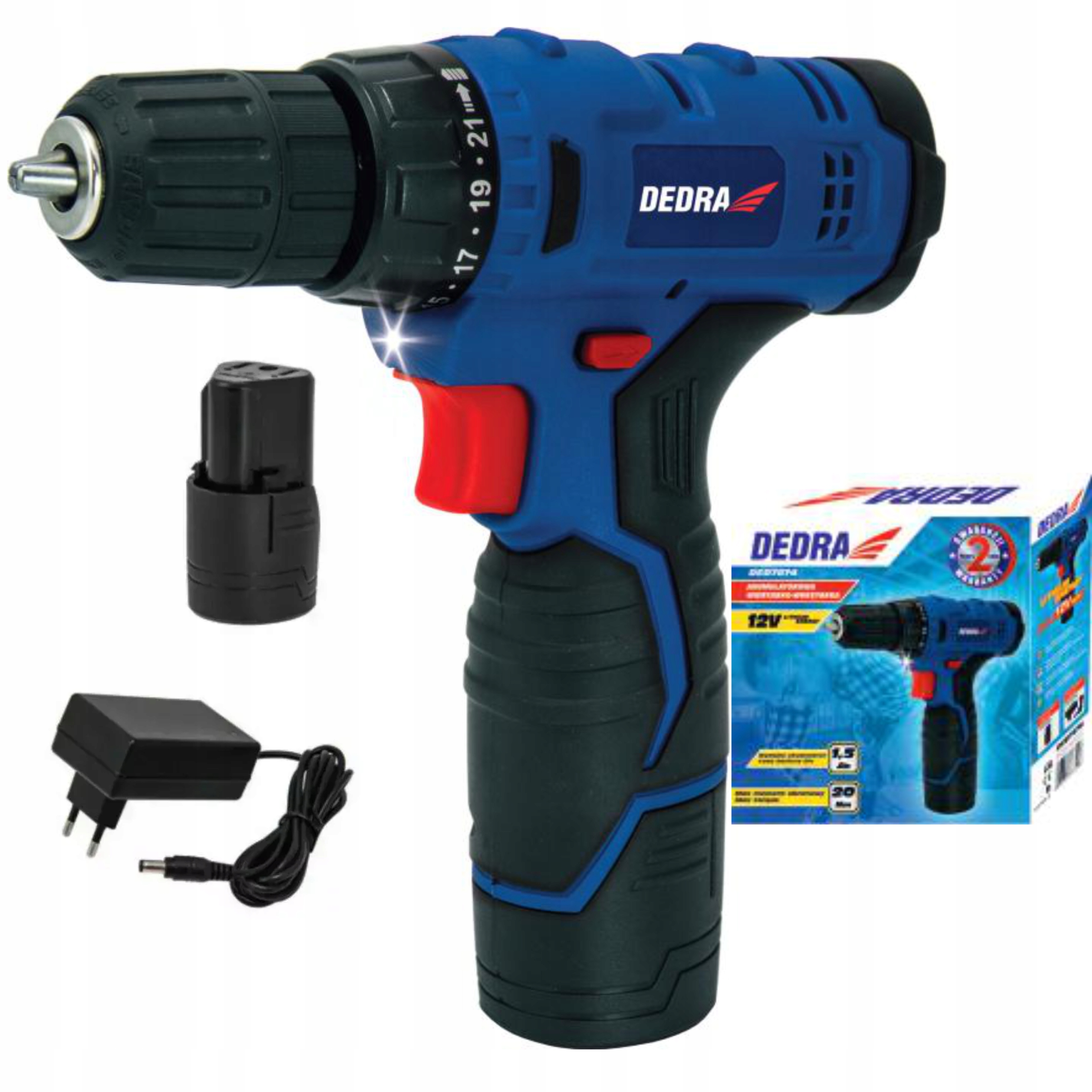 DEDRA WIERTARKO WKRĘTARKA AKUMULATOROWA 12V LI-ION + AKU+ŁADOWARKA DED7874