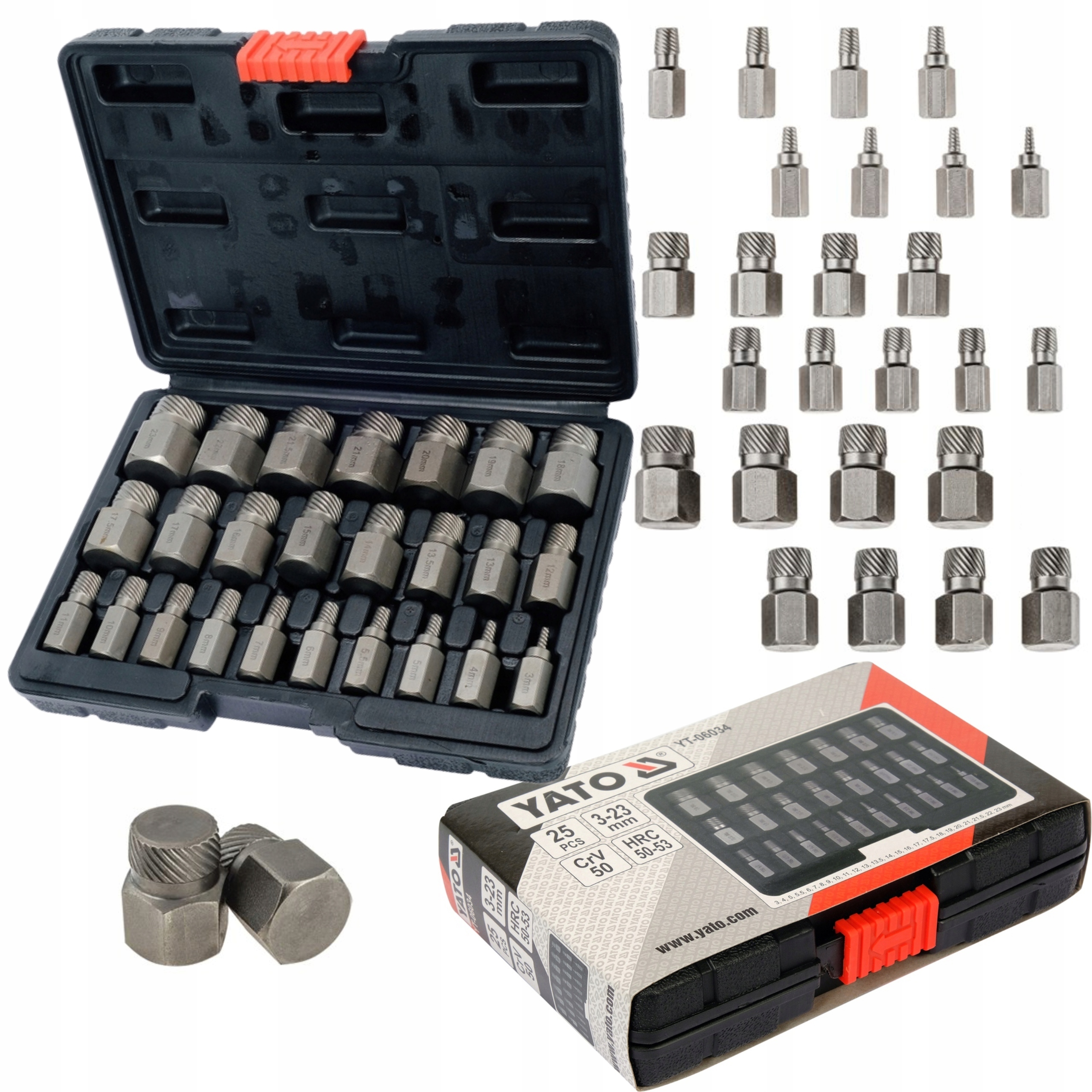 YATO ZESTAW 25 WYKRĘTAKÓW DO USZKODZONYCH ŚRUB HEX TORX SPLINE YT-06034