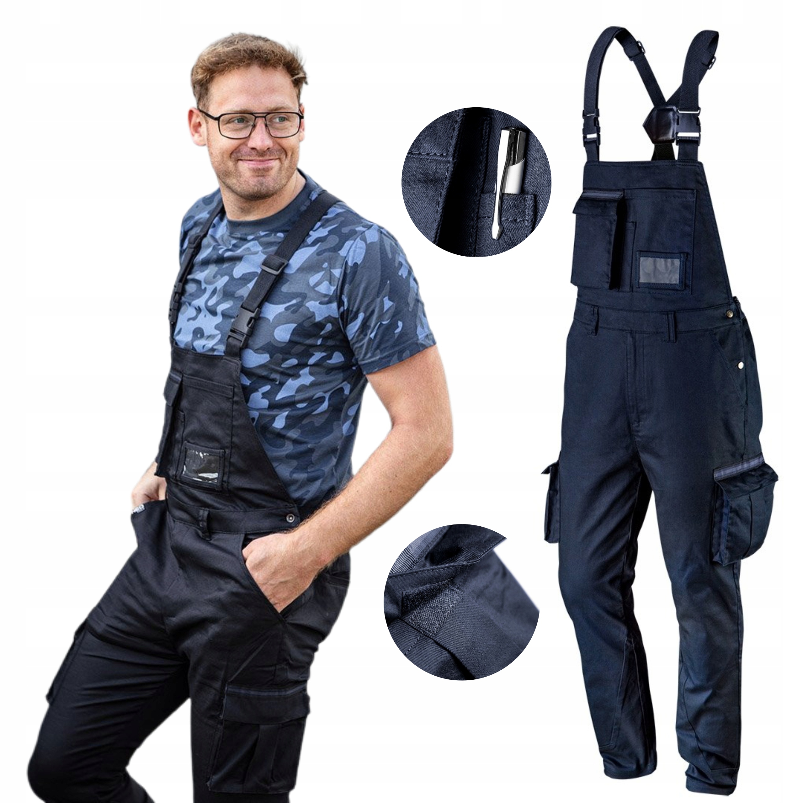 NEO OGRODNICZKI ROBOCZE NAVY GRANATOWE DO PASA NA SZELKACH 81-244 XL/54