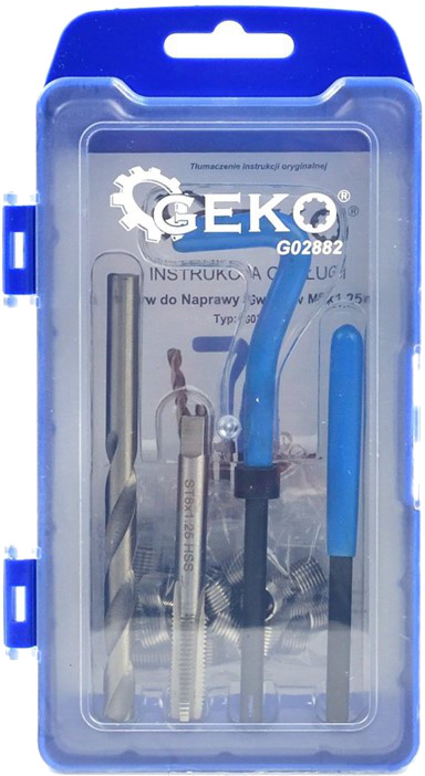 GEKO ZESTAW DO NAPRAWY GWINTÓW ZERWANYCH ŚRUB GWINTOWNIKI M6 WIERTŁA G02882