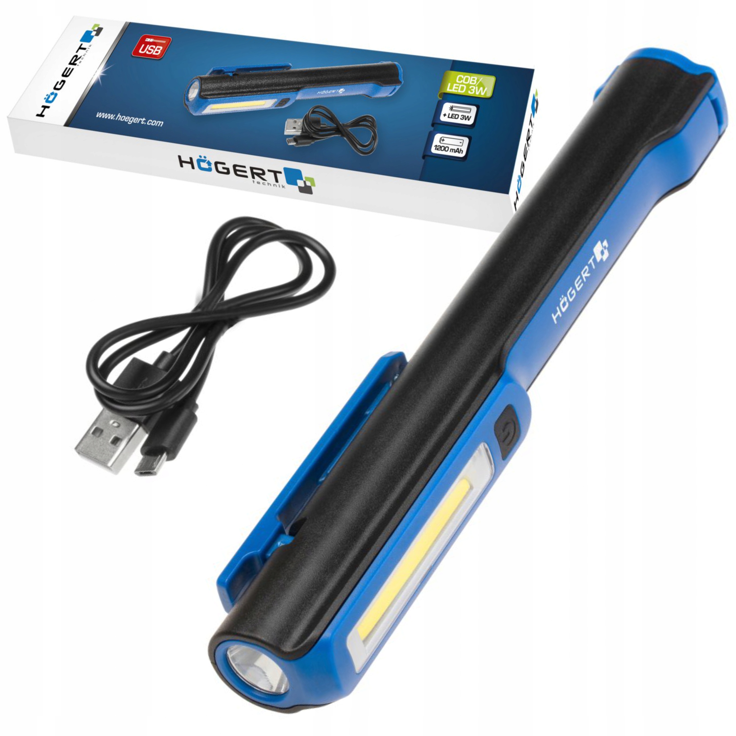 HOEGERT LATARKA INSPEKCYJNA 3W 160 LUM 3.7V 1200 mAh ŁADOWANIE USB HT1E406