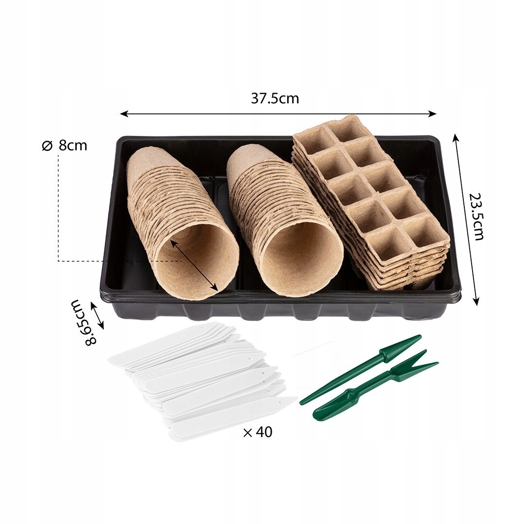 ZESTAW DO ROZSADZANIA 88 ELEMENTÓW BIODEGRADOWALNE DONICE TORFOWE 15G467