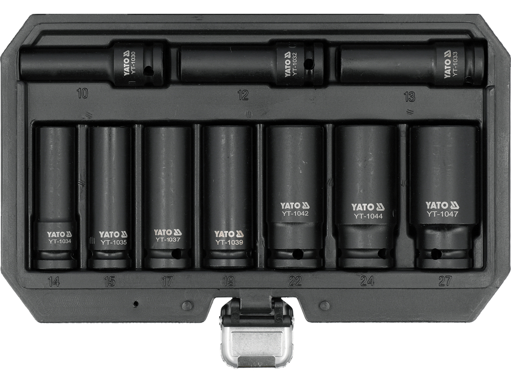 YATO ZESTAW NASADEK UDAROWYCH DŁUGICH NASADKI 1/2" 10-27mm 10el. YT-10557