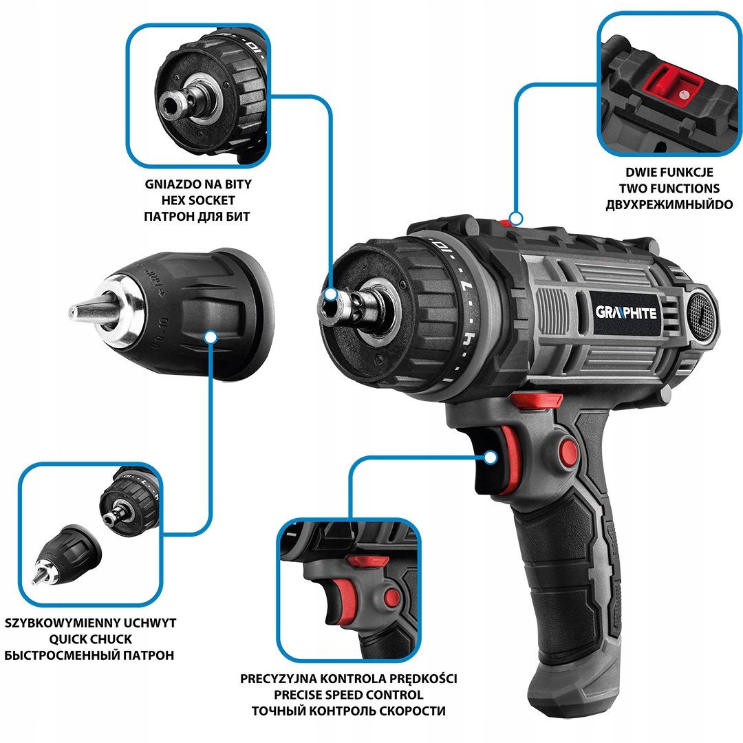 GRAPHITE 58G793 WIERTARKO-WKRĘTARKA 300W WALIZKA