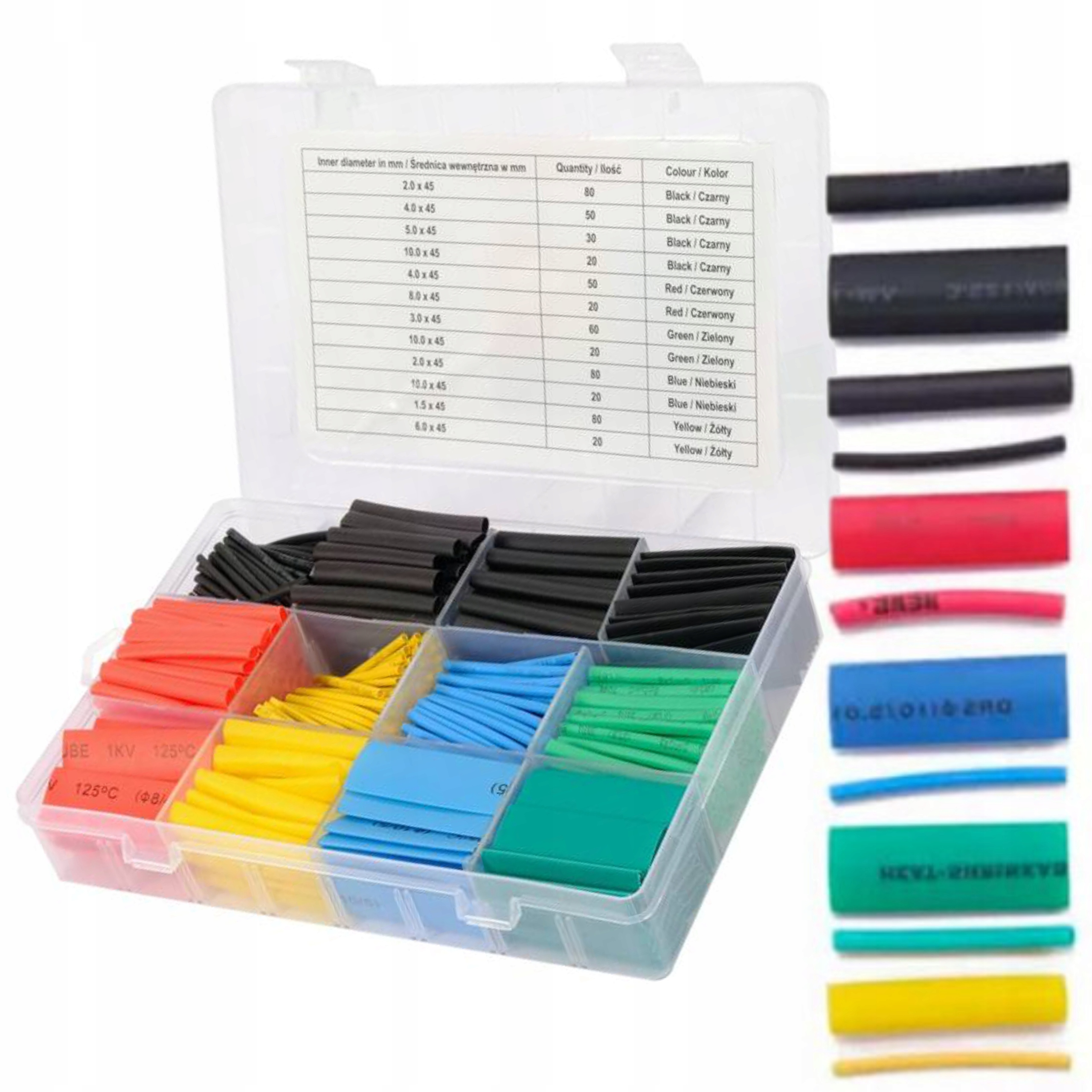 YATO ZESTAW KOSZULKI TERMOKURCZLIWE IZOLACYJNE 530 SZTUK SORTOWNIK Y068672