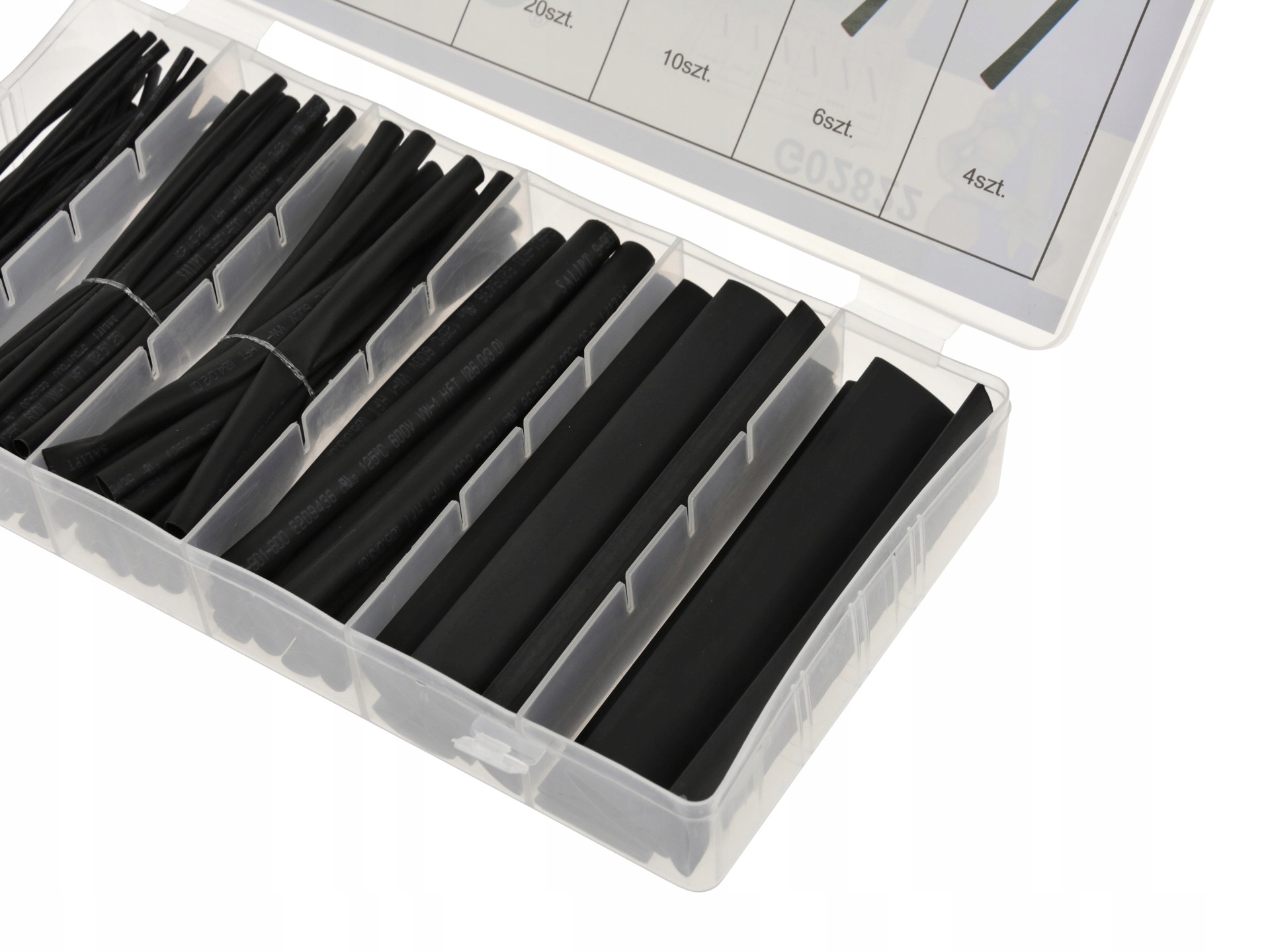 GEKO ZESTAW RUREK KOSZULKI TERMOKURCZLIWE 100SZT CZARNE SORTOWNIK G02822