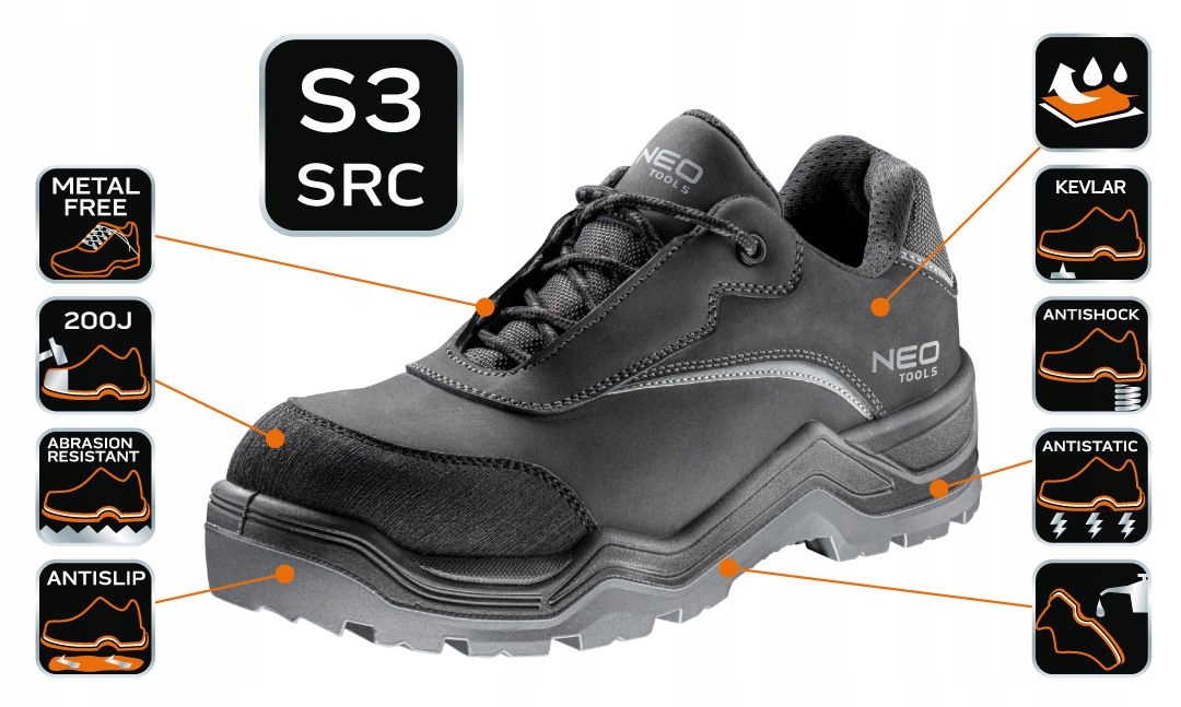 NEO TOOLS PÓŁBUTY ROBOCZE S3L SR FO NUBUK CE 82-150 ROZMIAR 47 82-150-47