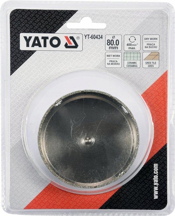 YATO WIERTŁO KORONKA DO GRESU 80MM DO WIERCENIA NA MOKRO NA SUCHO YT-60434