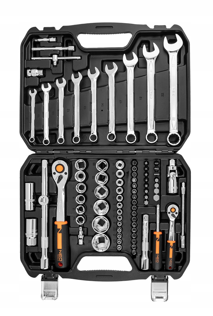 NEO ZESTAW KLUCZY NASADOWYCH 82E 1/2" 1/4" NASADKI BITY SATYNA + TORX 40SZT