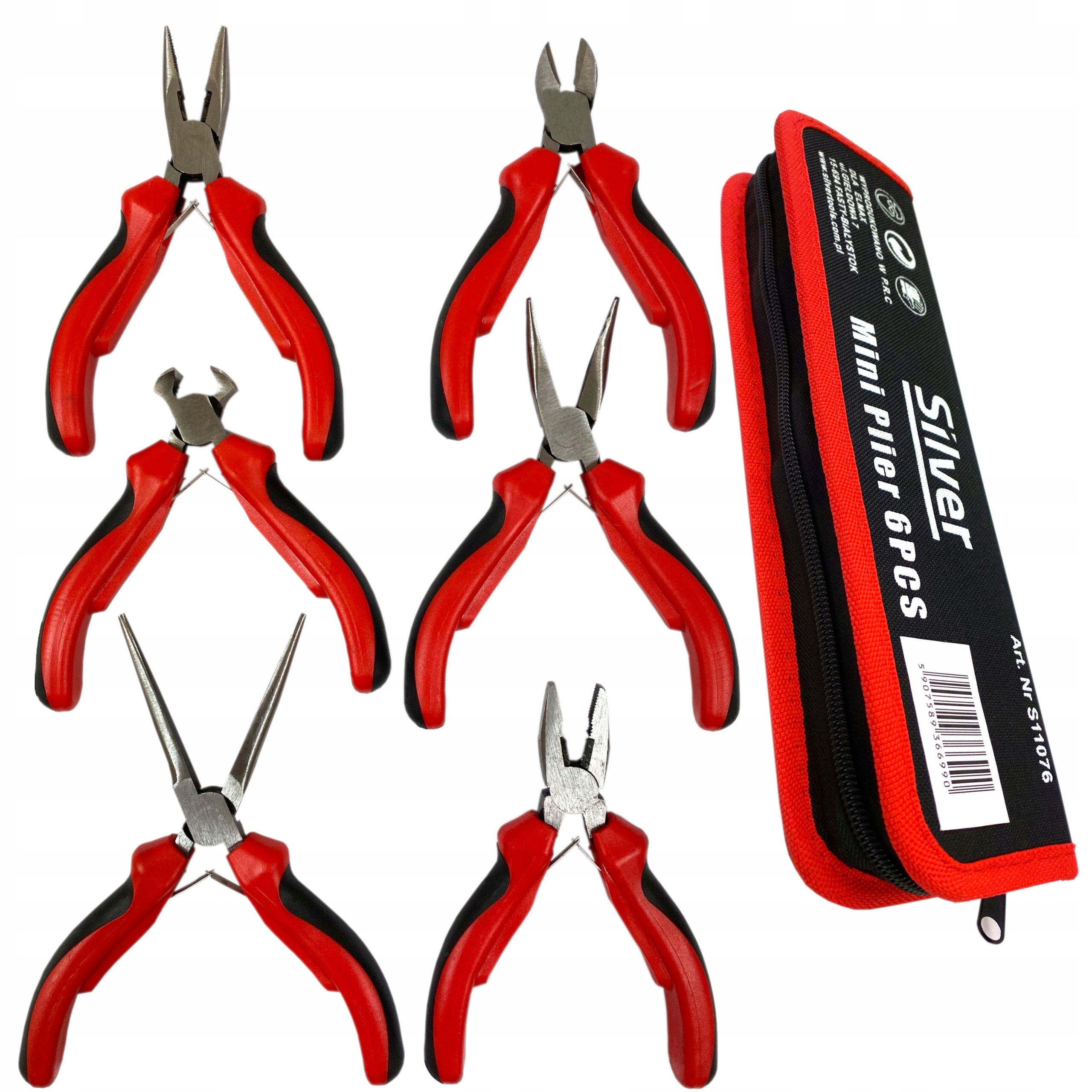 SZCZYPCE 125mmKOMBINERKI MINI ZESTAW 6 SZTUK ETUI PRECYZYJNE KOMPLET