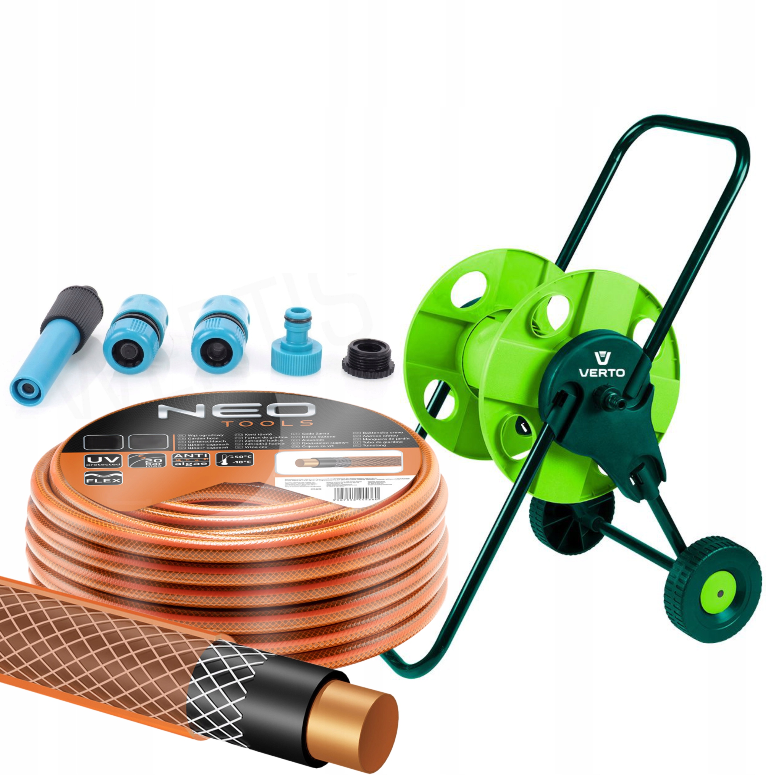 NEO WÓZEK BĘBEN + WĄŻ OGRODOWY 20m 3/4'' ZRASZACZ