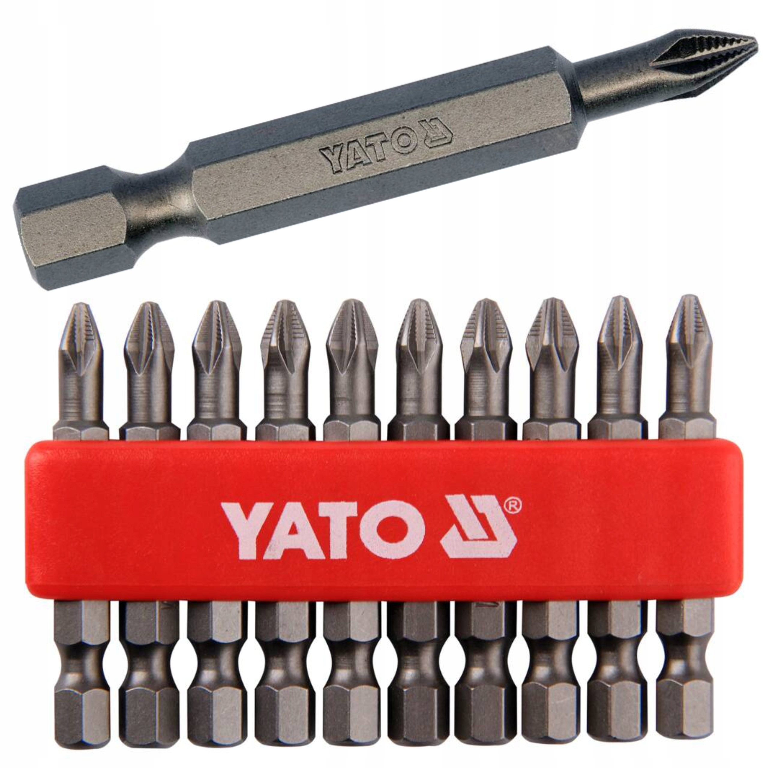 YATO ZESTAW KOŃCÓWKI WKRĘTAKOWE PH2X50 MM 10 SZTUK UCHWYT 6-KĄTNY YT-0478