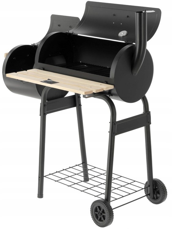 GRILL WĘGLOWY Z WĘDZARNIĄ RUSZT 60x30CM OGRODOWY KOMORA WĘDZENIA RUSZT KOŁA