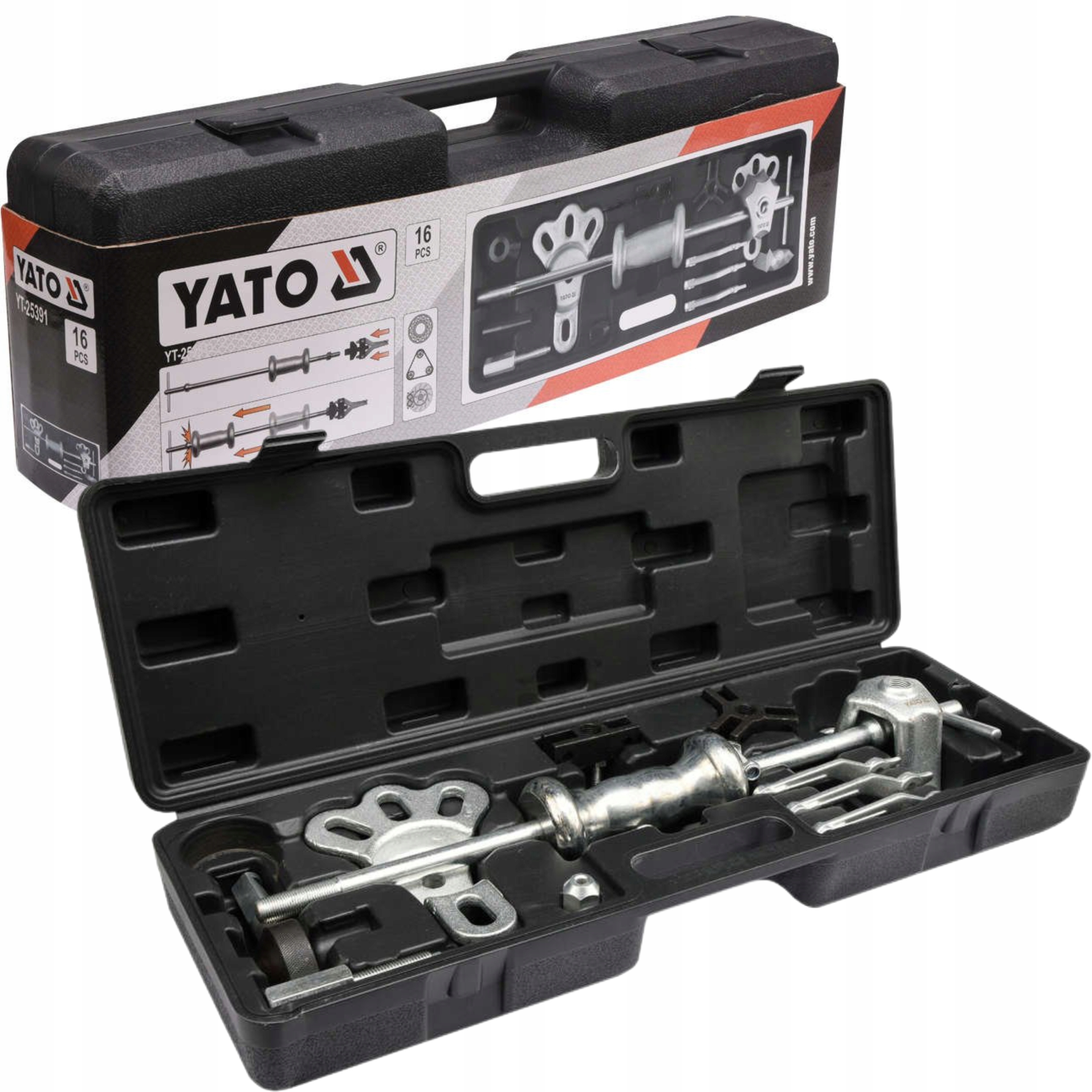 YATO ZESTAW KOMPLET ŚCIĄGACZ BEZWŁADNOŚCIOWY DO PIAST ŁOŻYSK 16 CZĘŚCI